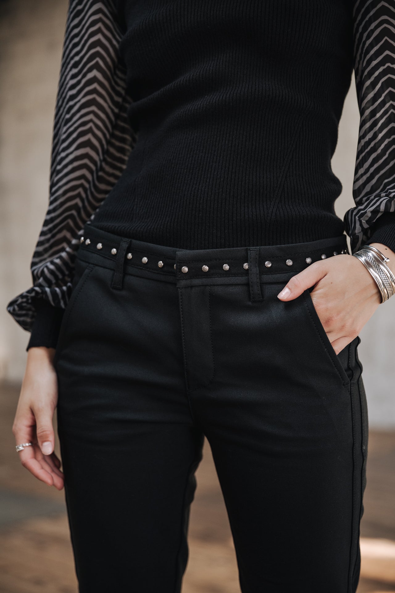 Pantalon slim Femme Claudia Polyneo black | Freeman T. Porter