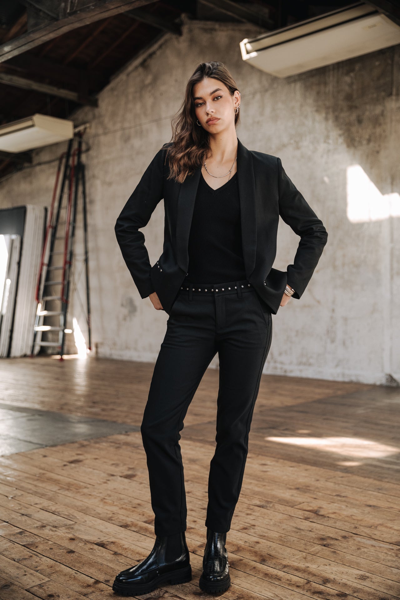 Pantalon slim Femme Claudia Polyneo black | Freeman T. Porter