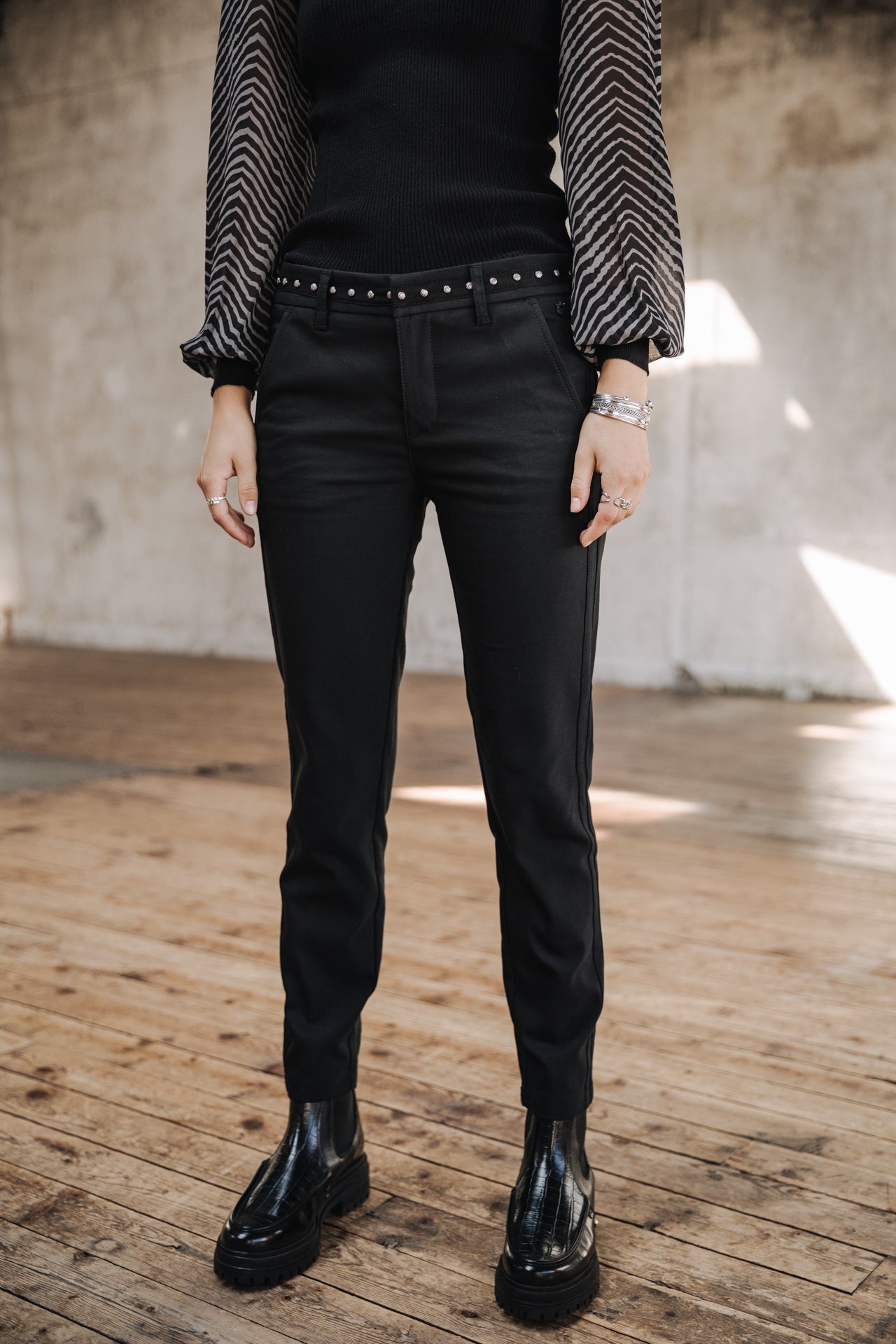 Pantalon slim Femme Claudia Polyneo black | Freeman T. Porter