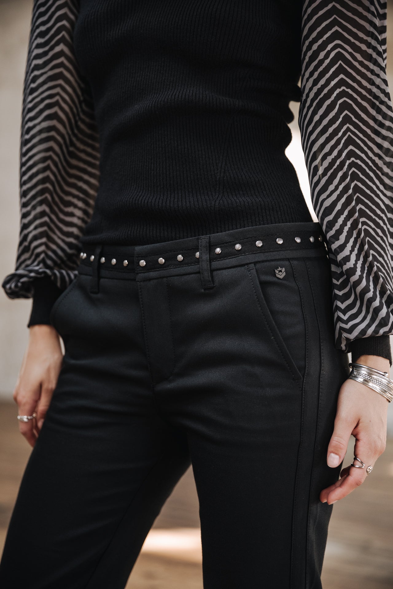 Pantalon slim Femme Claudia Polyneo black | Freeman T. Porter