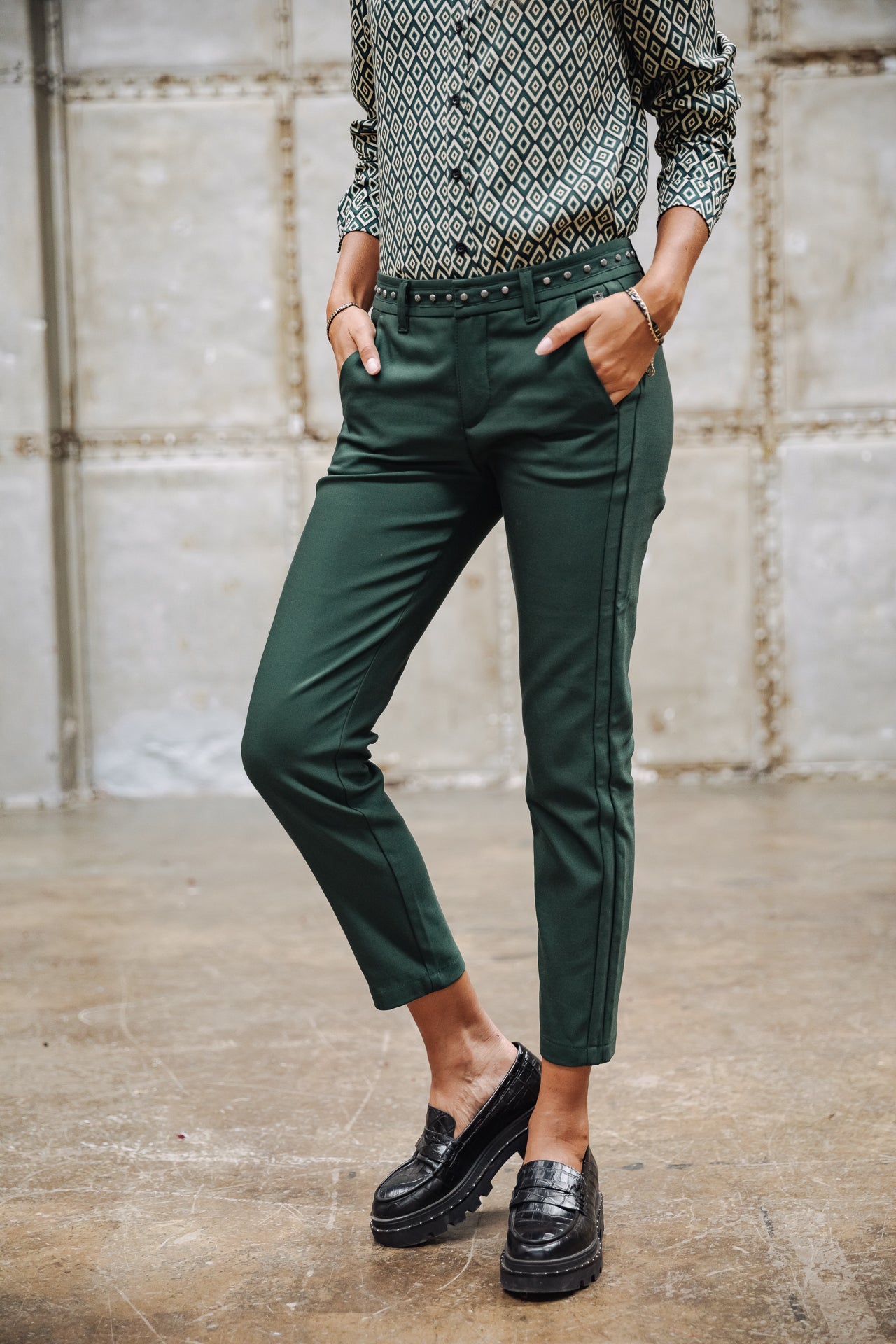 Pantalon city slim Femme Claudia Polyneo green gables | Freeman T. Porter