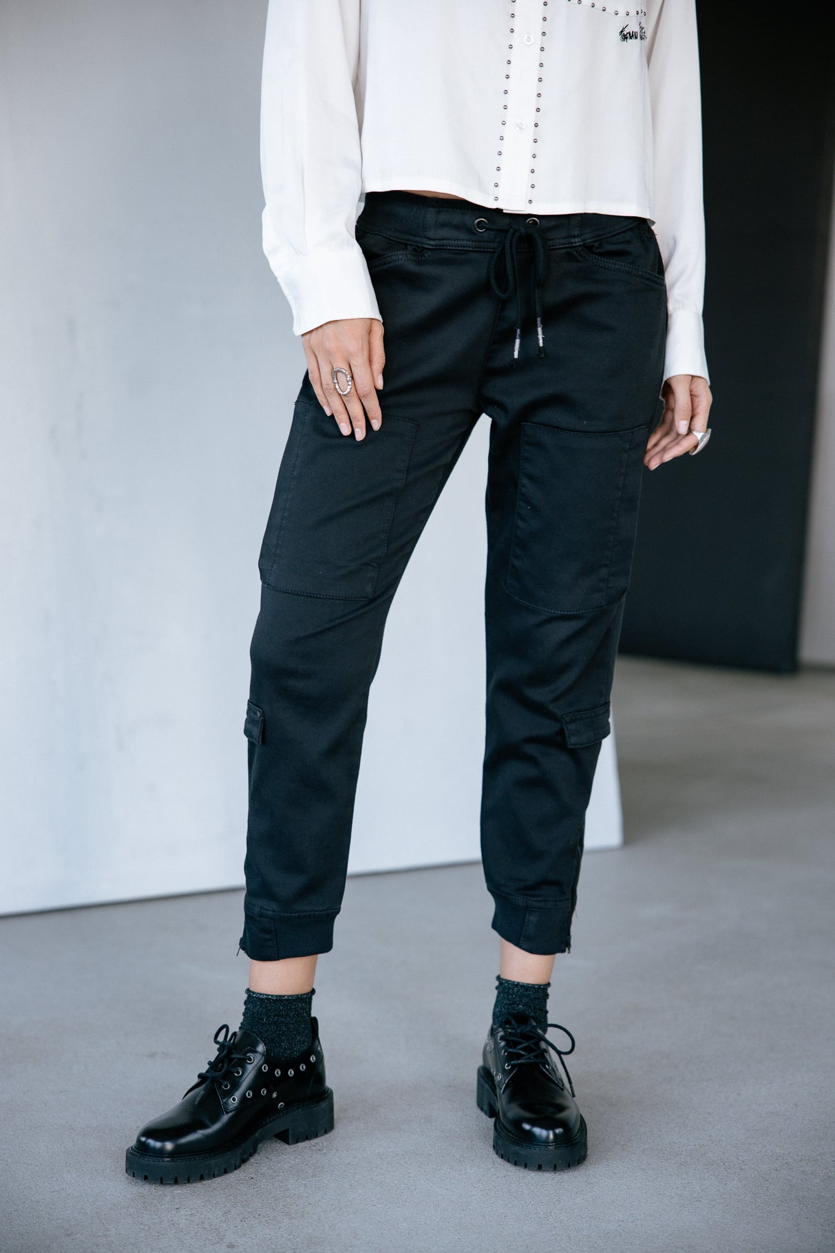 Pantalon cargo Frau Celine Dobby black | Freeman T. Porter