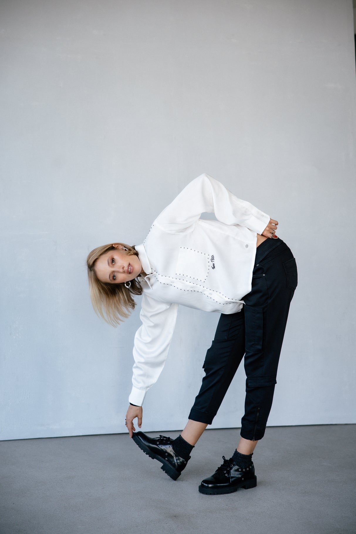 Pantalon cargo Frau Celine Dobby black | Freeman T. Porter