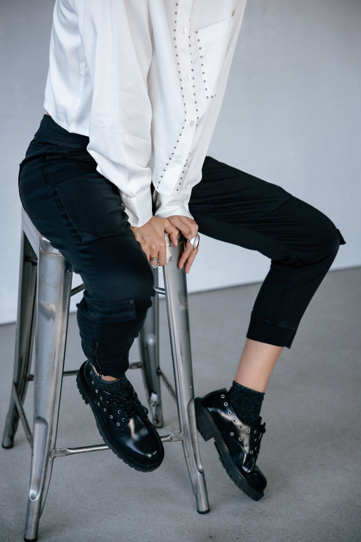 Pantalon cargo Frau Celine Dobby black | Freeman T. Porter