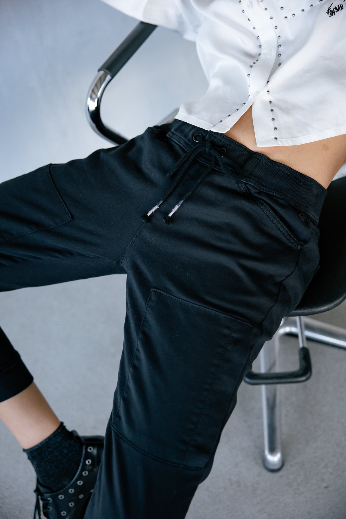 Pantalon cargo Frau Celine Dobby black | Freeman T. Porter