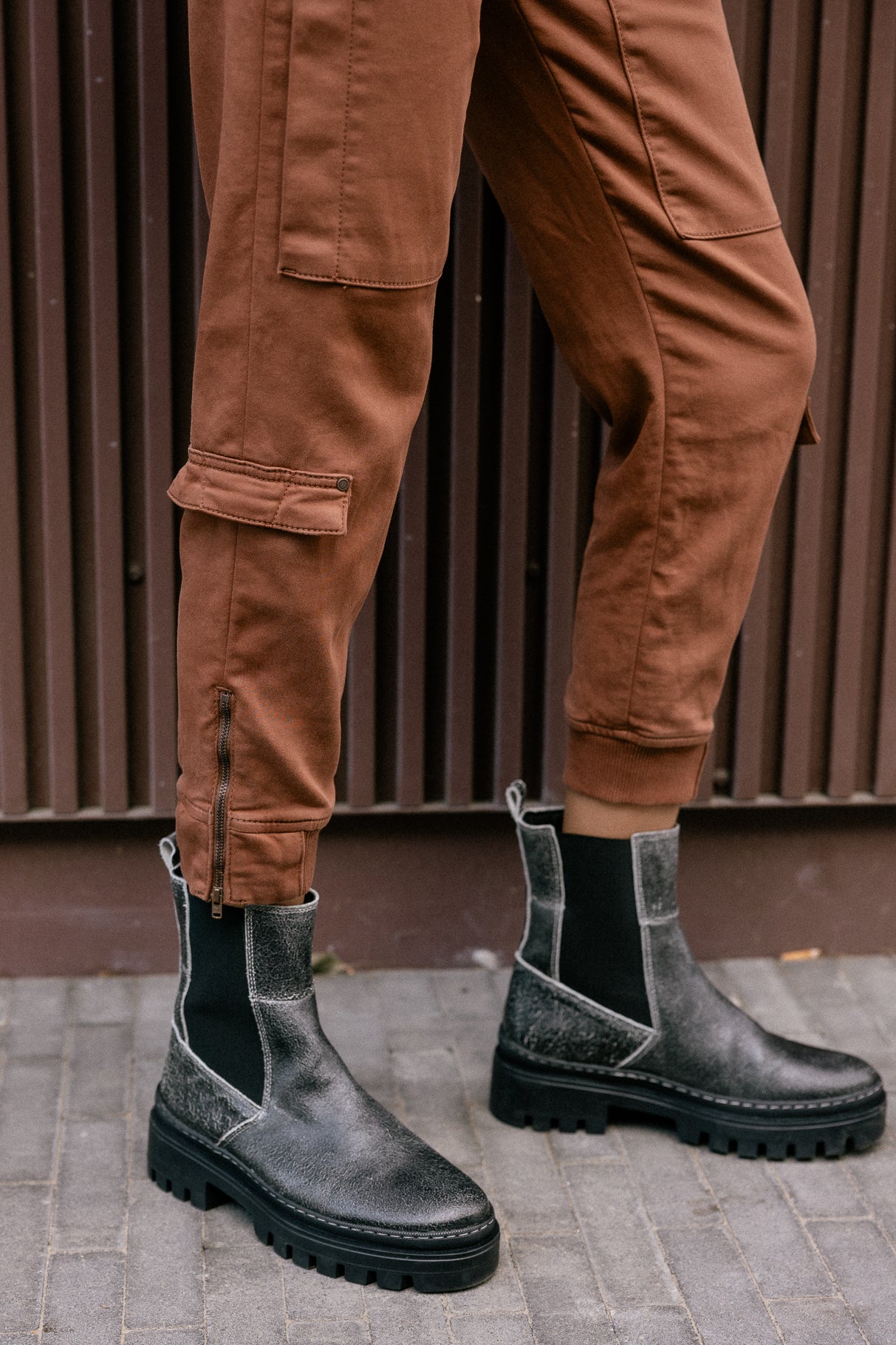 Pantalon cargo Femme Celine Dobby cappuccino | Freeman T. Porter