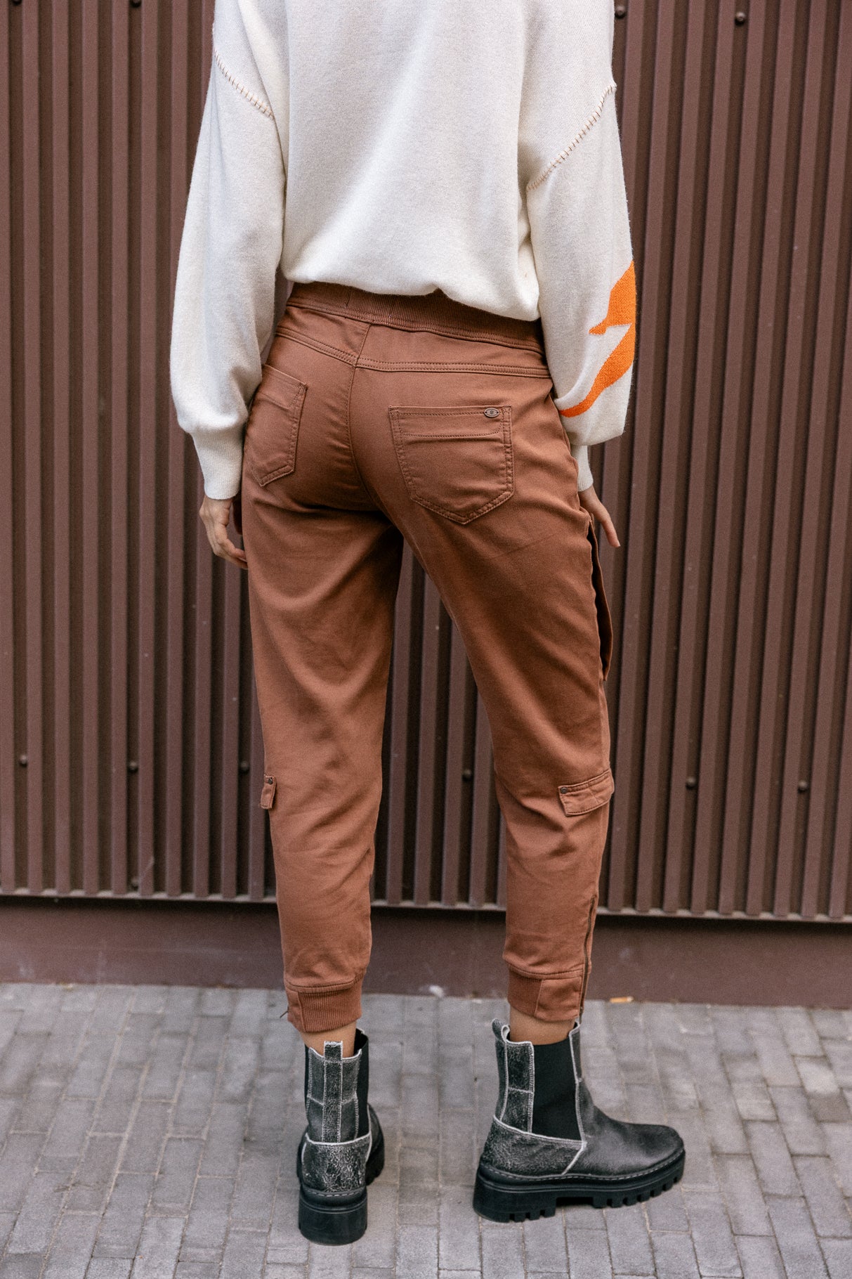 Pantalon cargo Femme Celine Dobby cappuccino | Freeman T. Porter