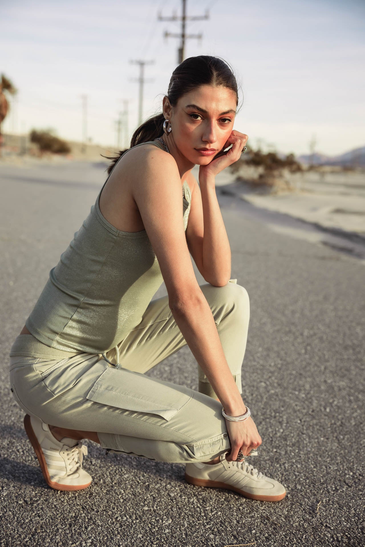 Pantalon cargo Femme Celine Jazz desert sage | Freeman T. Porter