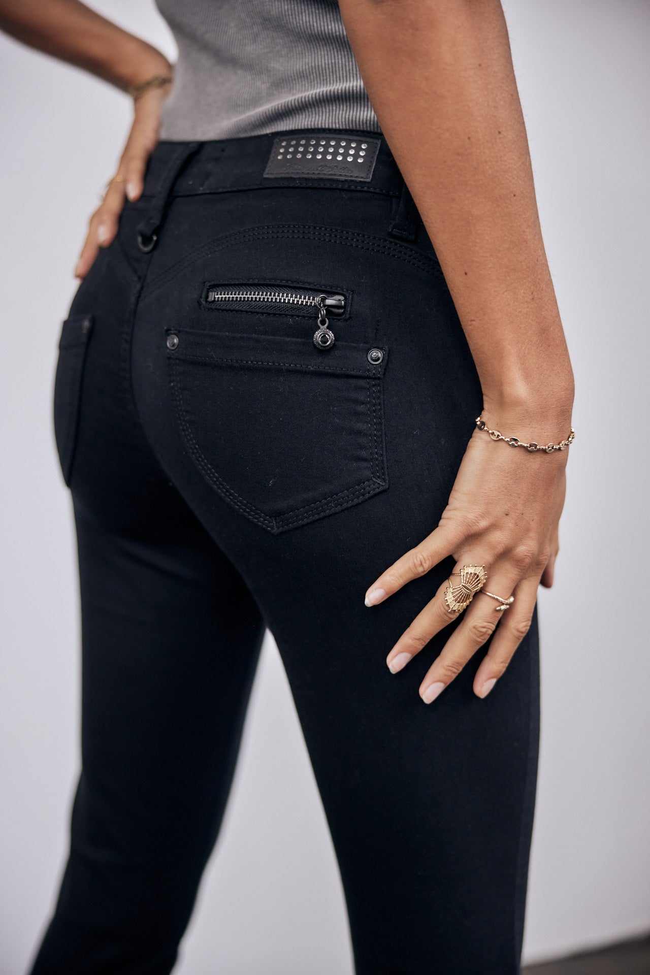 Jeans slim Femme Alexa High Waist Cropped black | Freeman T. Porter
