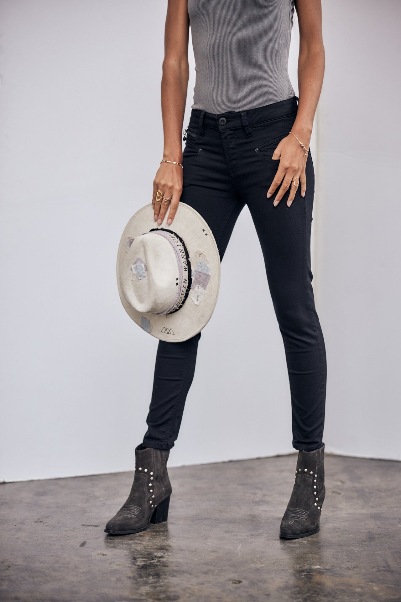 Jeans slim Femme Alexa High Waist Cropped black | Freeman T. Porter