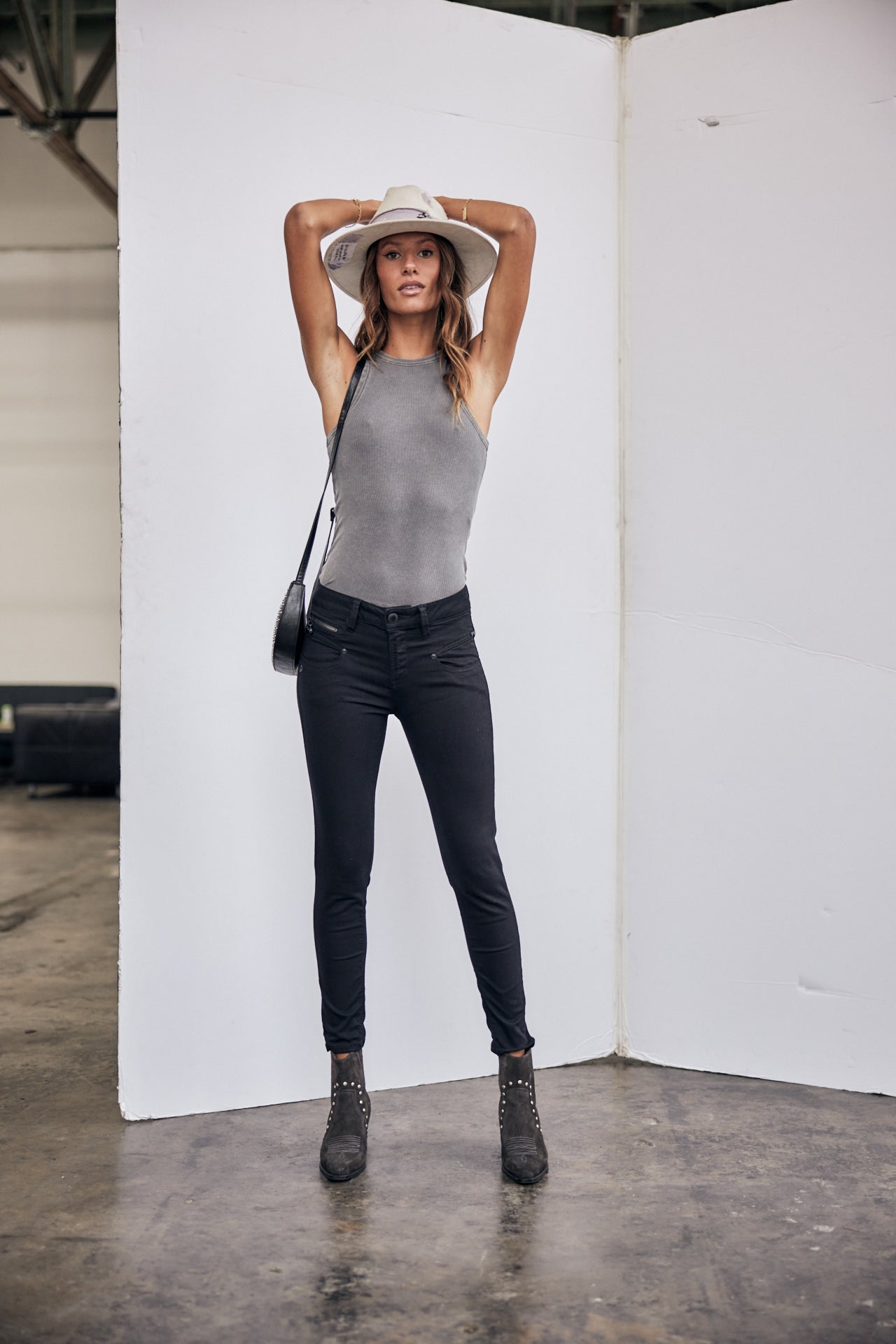 Jeans slim Femme Alexa High Waist Cropped black | Freeman T. Porter