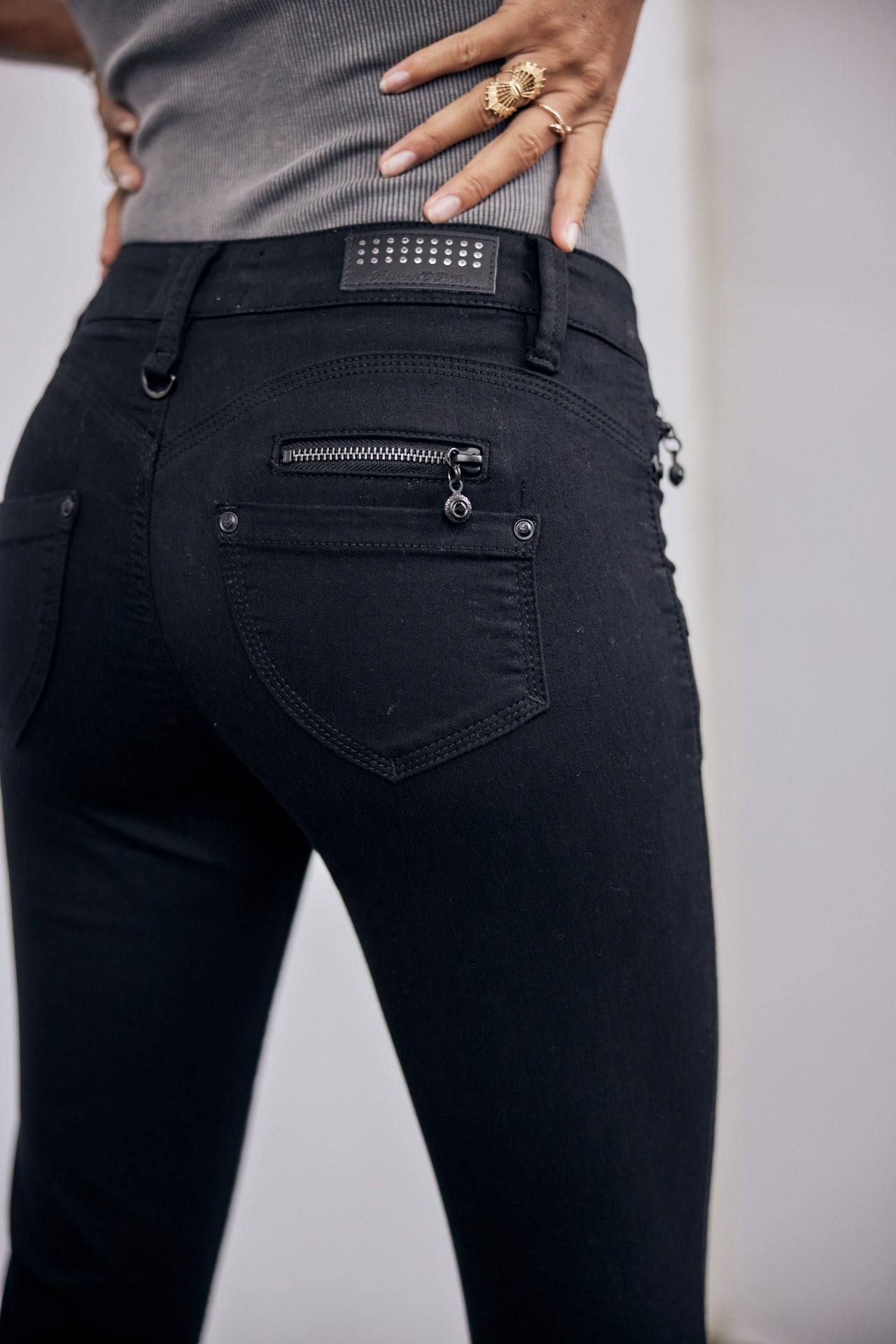 Jeans slim Femme Alexa High Waist Cropped black | Freeman T. Porter