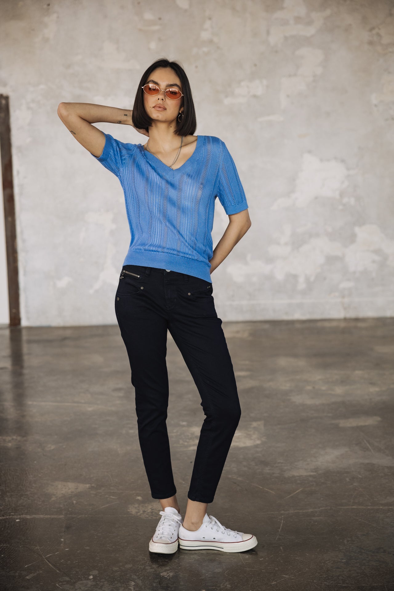 Jeans slim taille haute Femme Alexa High Waist Cropped flora | Freeman T. Porter