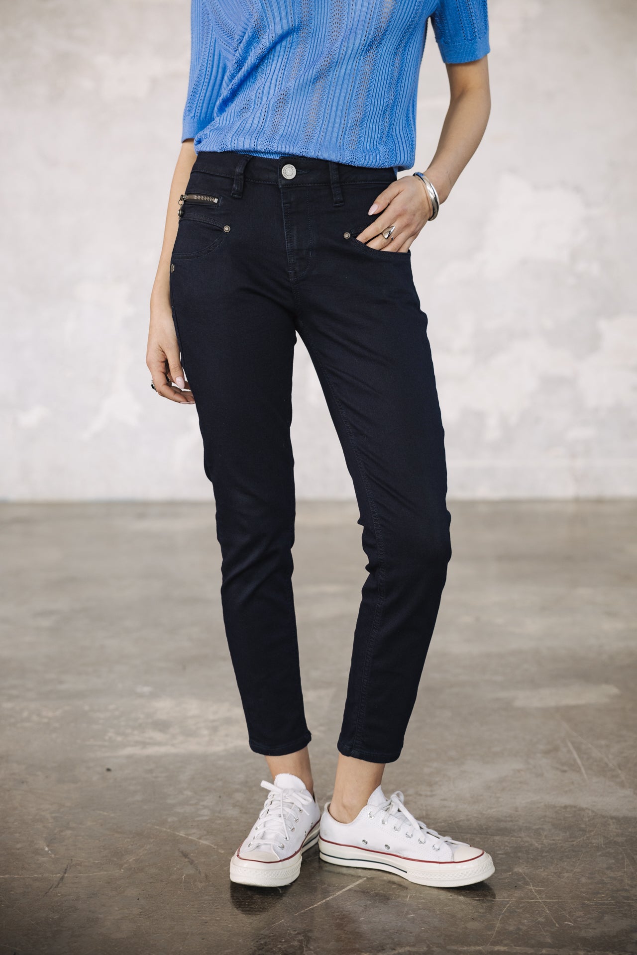 Jeans slim taille haute Femme Alexa High Waist Cropped flora | Freeman T. Porter