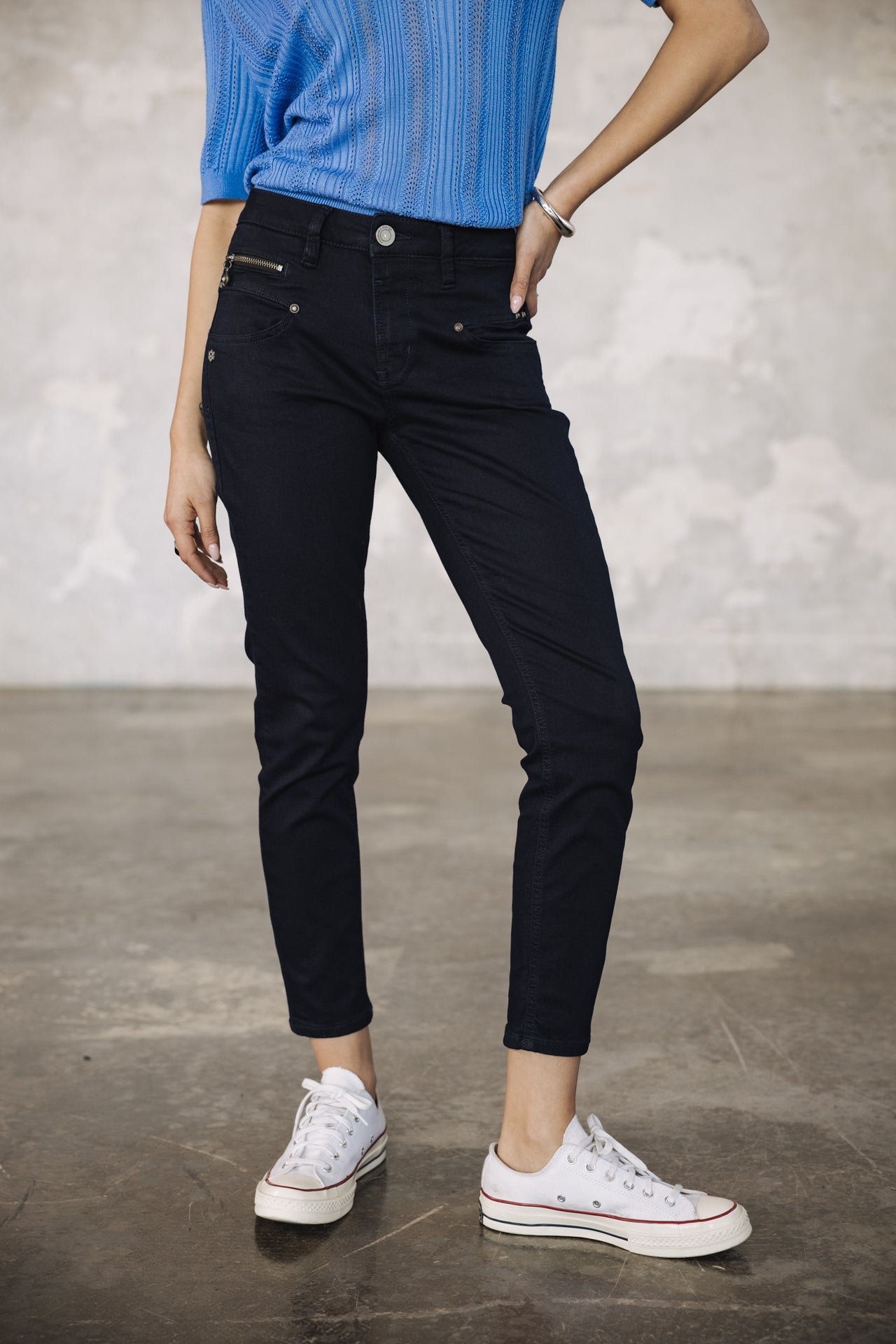Jeans slim taille haute Femme Alexa High Waist Cropped flora | Freeman T. Porter