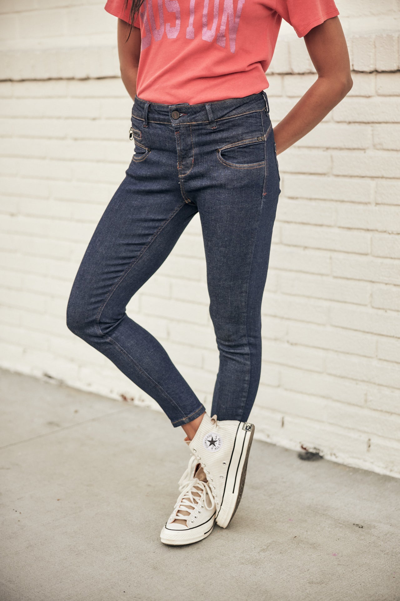 Jeans taille haute 7/8 Femme Alexa High Waist Cropped bokken | Freeman T. Porter