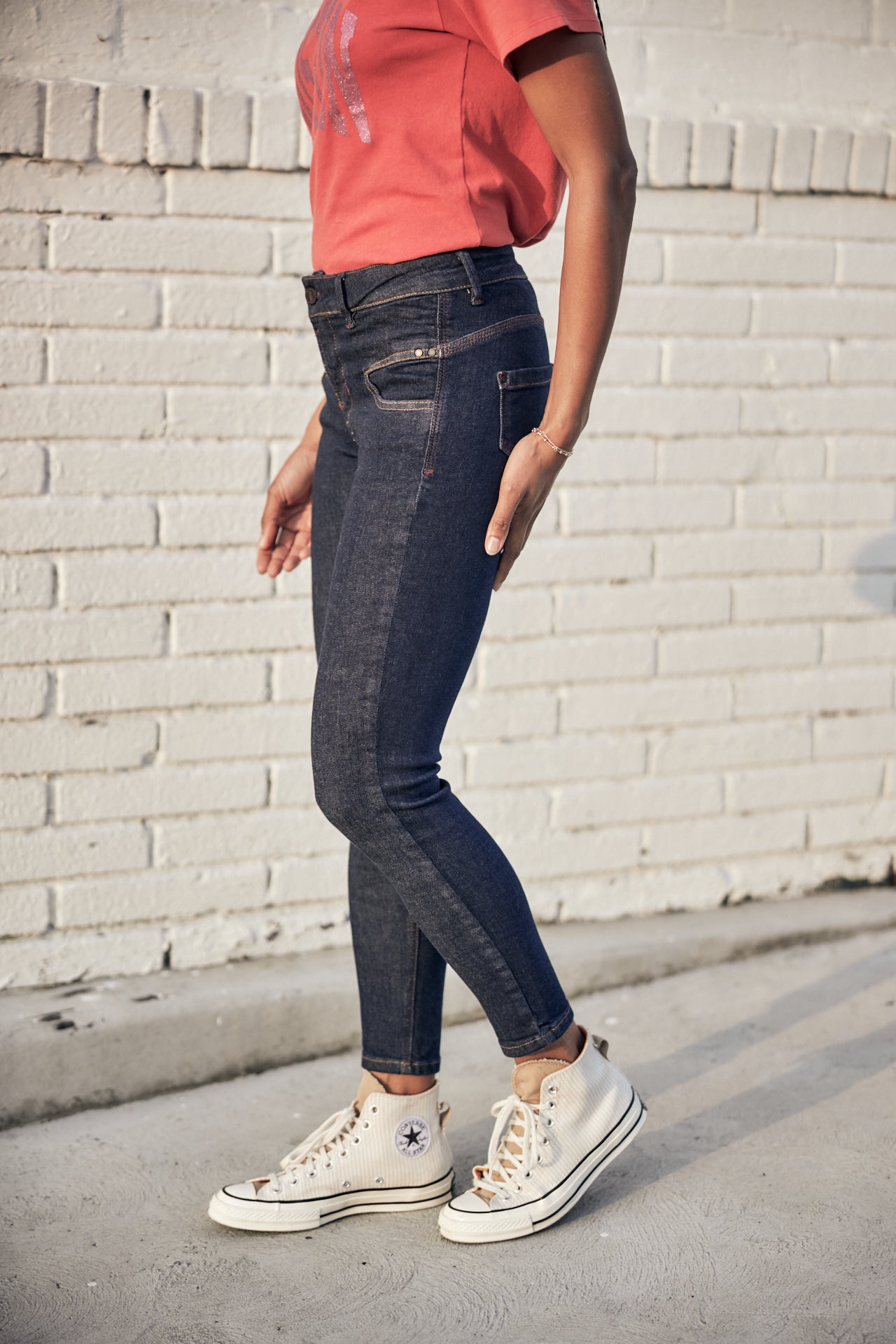 Jeans taille haute 7/8 Femme Alexa High Waist Cropped bokken | Freeman T. Porter
