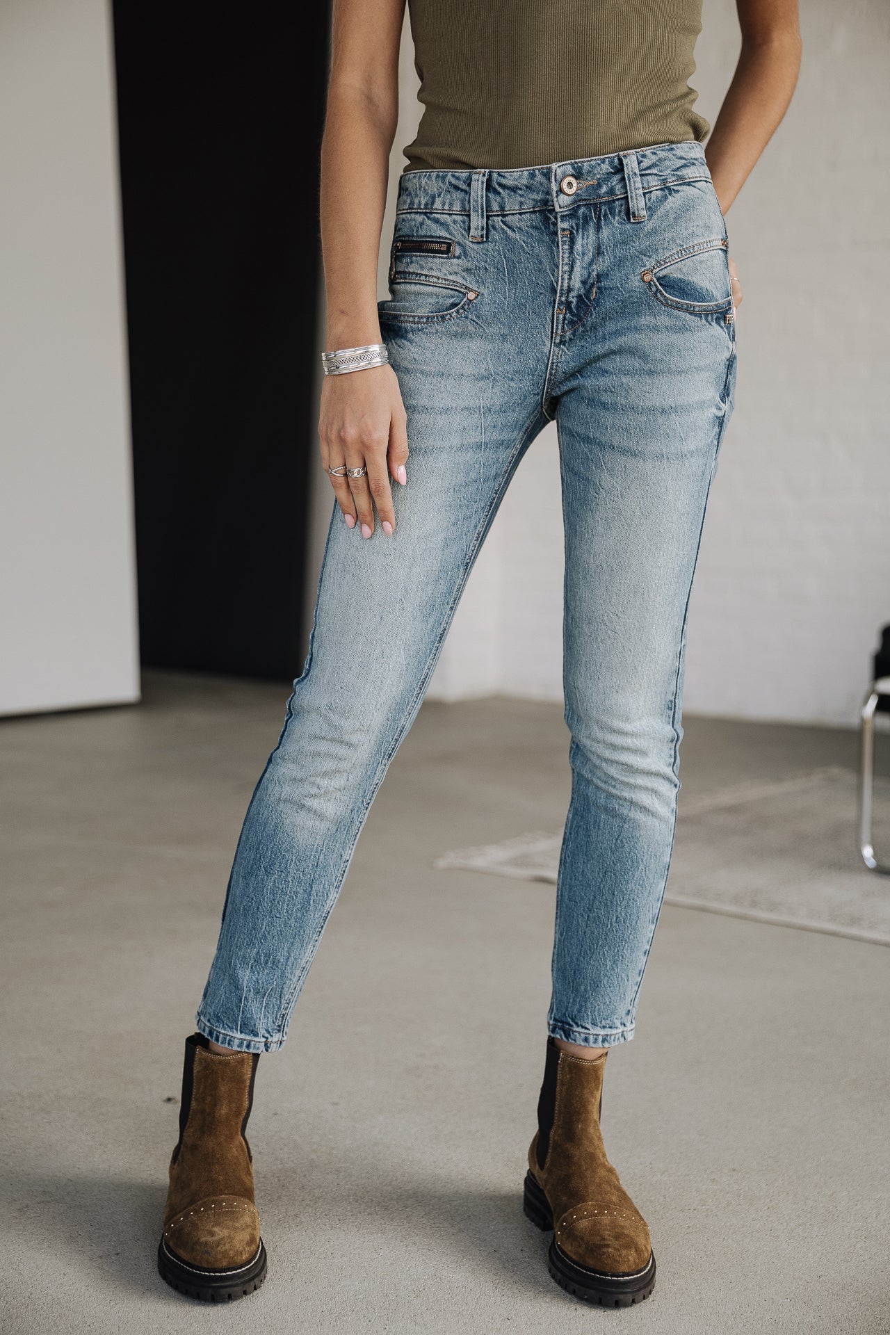 Jeans slim Femme Alexa High Waist Cropped bocaina | Freeman T. Porter