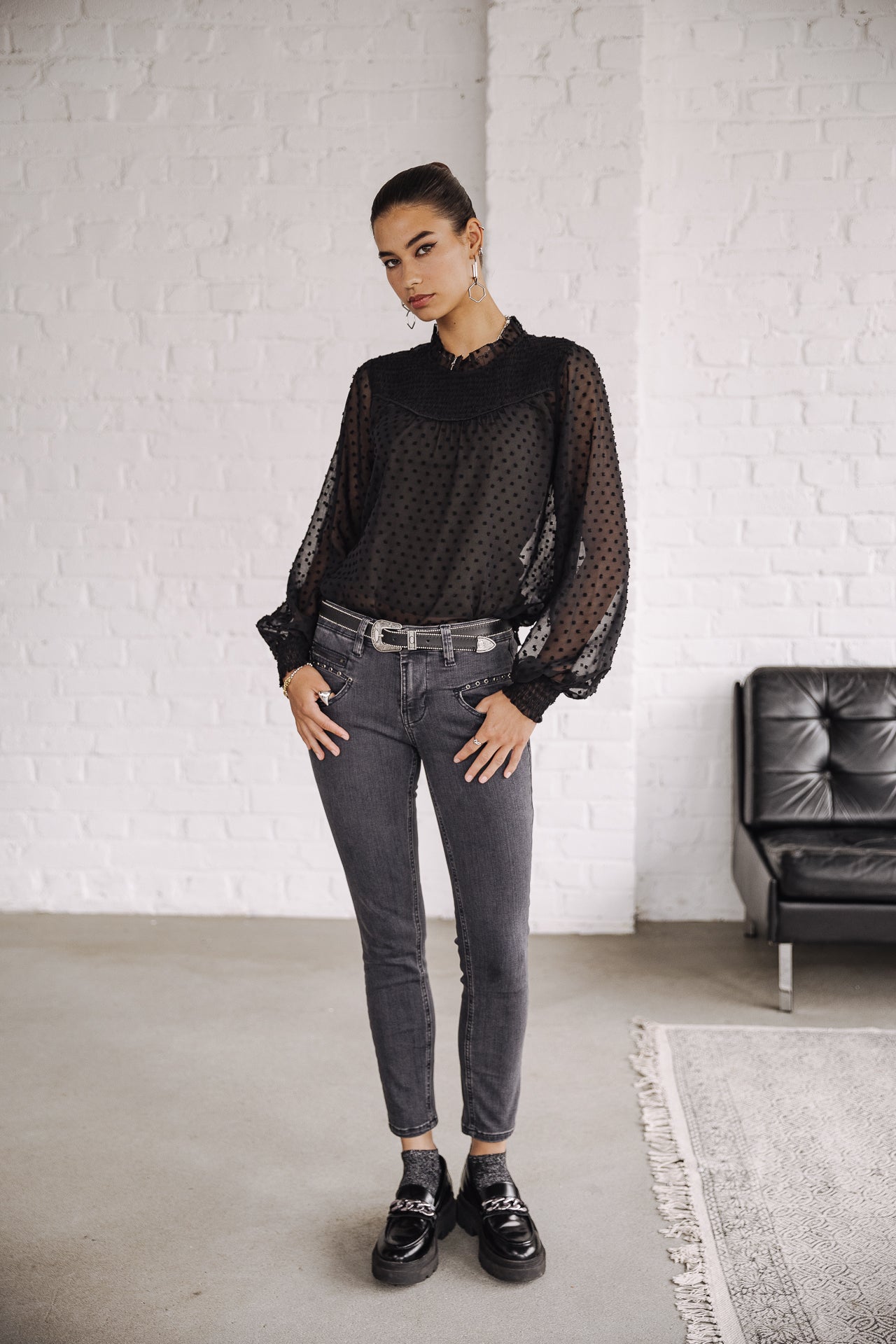 Jeans taille haute 7/8 Femme Alexa High Waist Cropped bornado | Freeman T. Porter