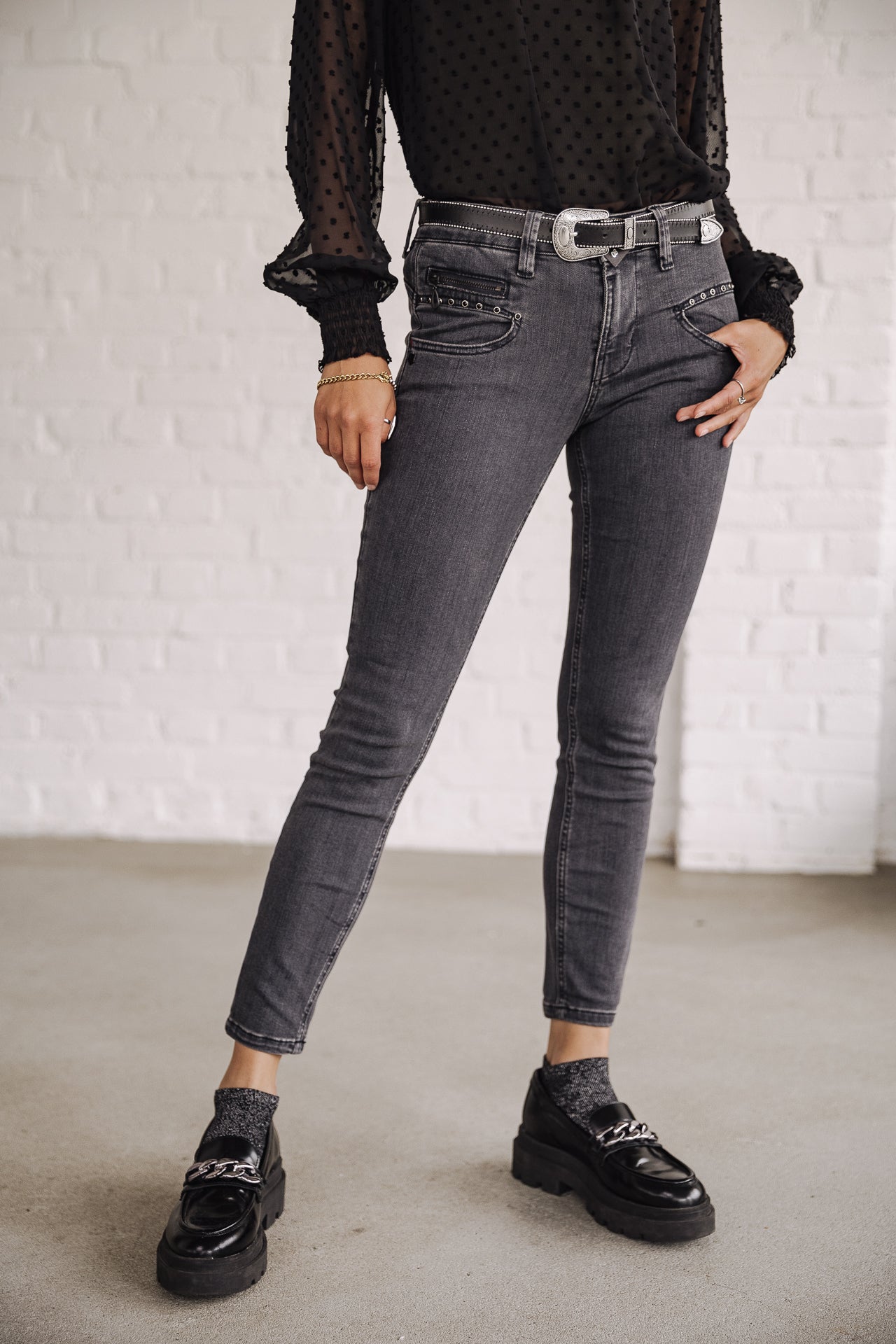 Jeans taille haute 7/8 Femme Alexa High Waist Cropped bornado | Freeman T. Porter