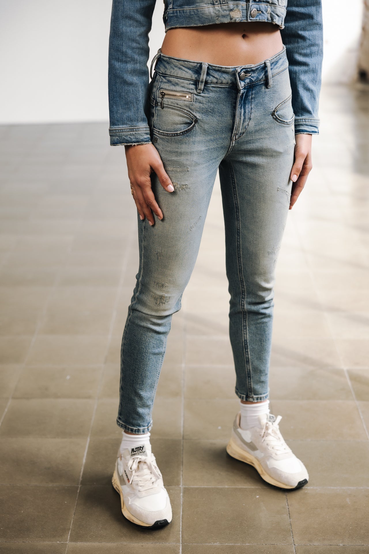 Slim jeans Woman Alexa High Waist Cropped SDM shark | Freeman T. Porter