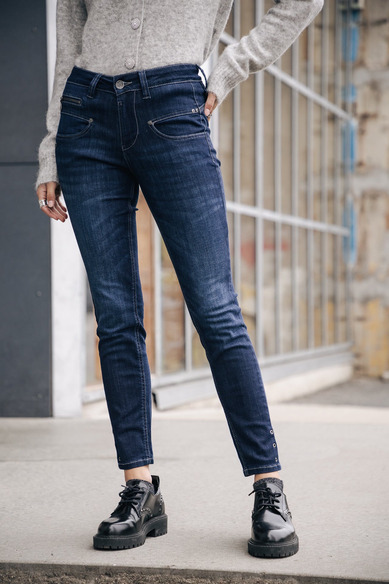 Jeans taille haute 7/8 Femme Alexa High Waist Cropped mapela | Freeman T. Porter