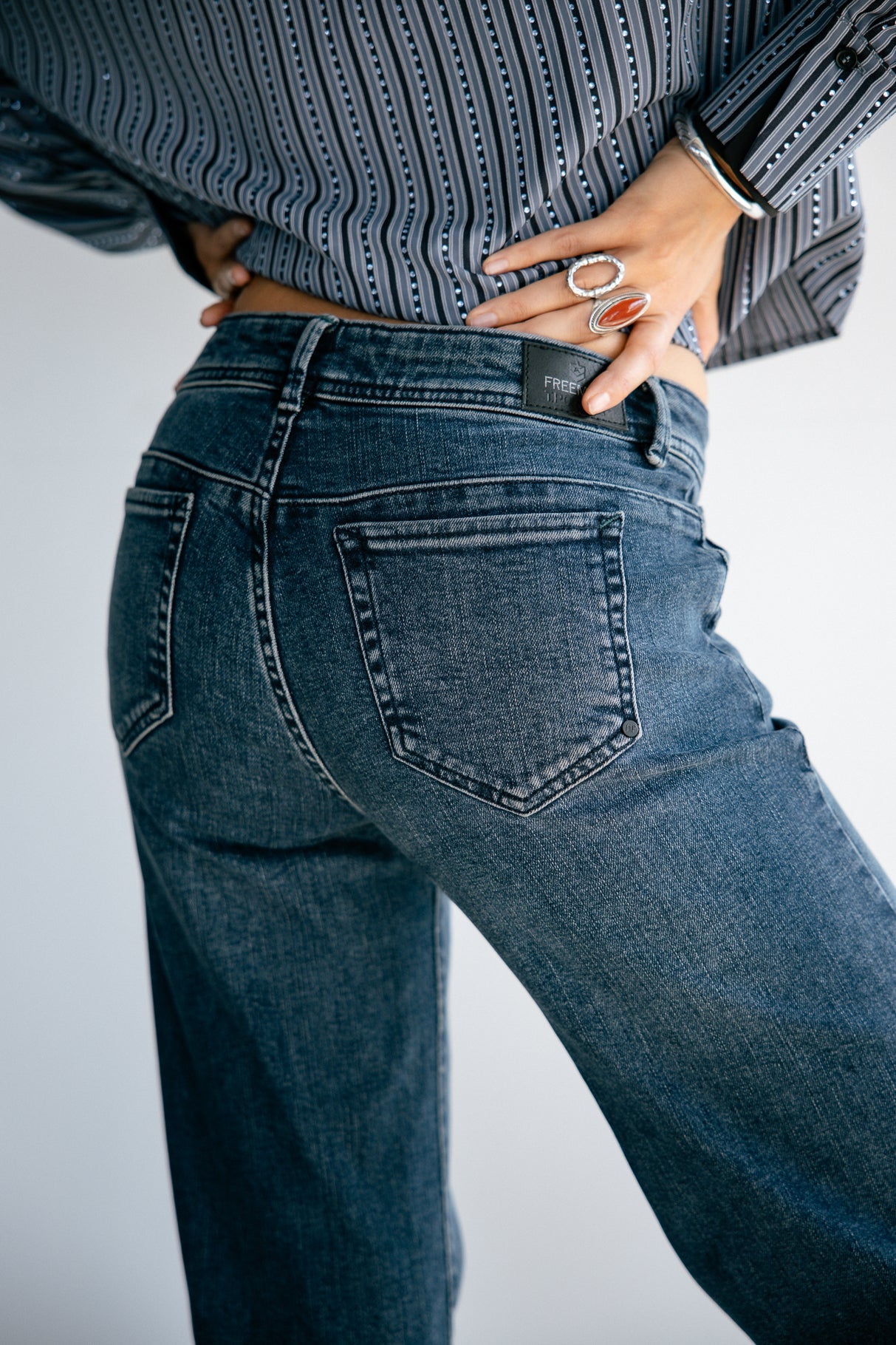 Jeans large taille basse Frau Agatha sirena | Freeman T. Porter