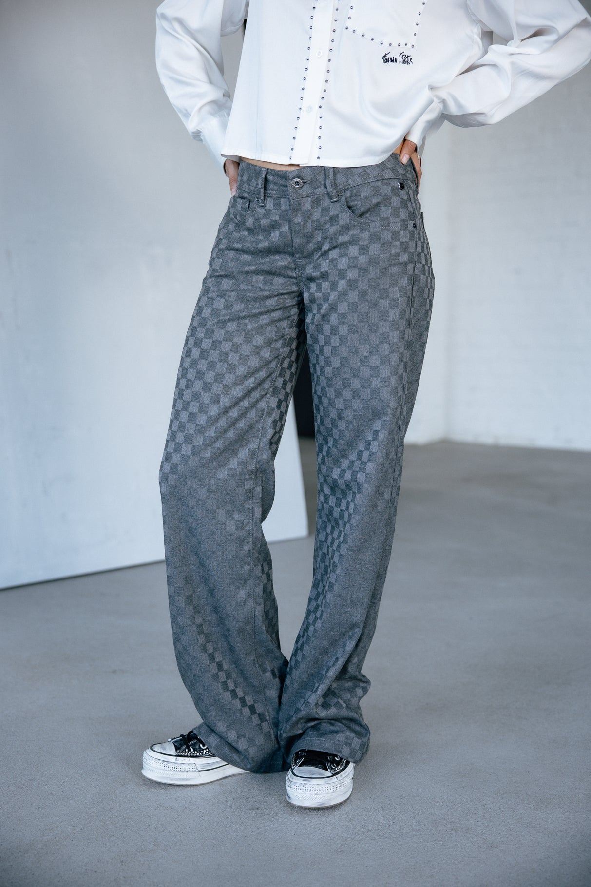 Pantalon large Femme Agatha Checkmate moon rock | Freeman T. Porter