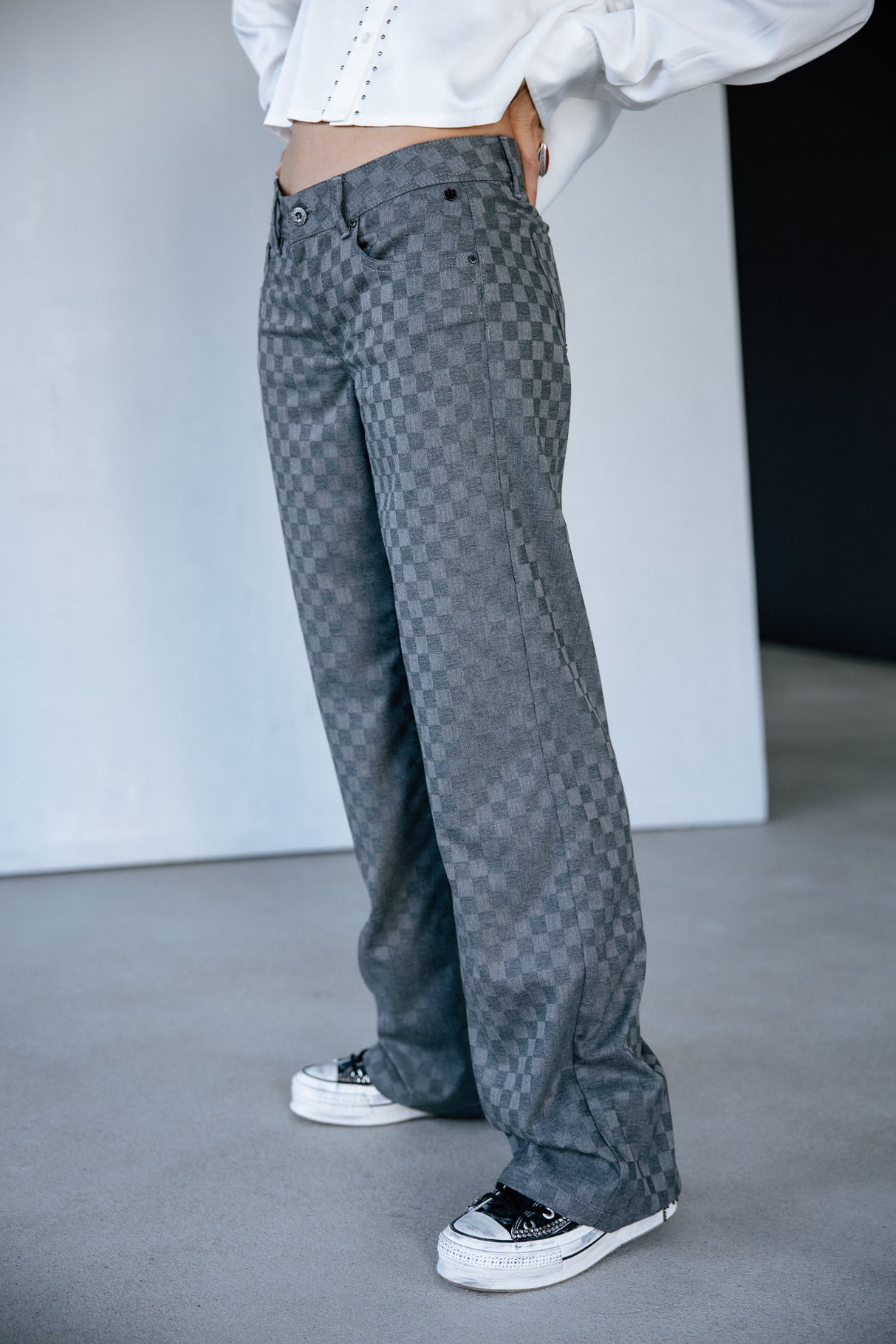 Pantalon large Femme Agatha Checkmate moon rock | Freeman T. Porter