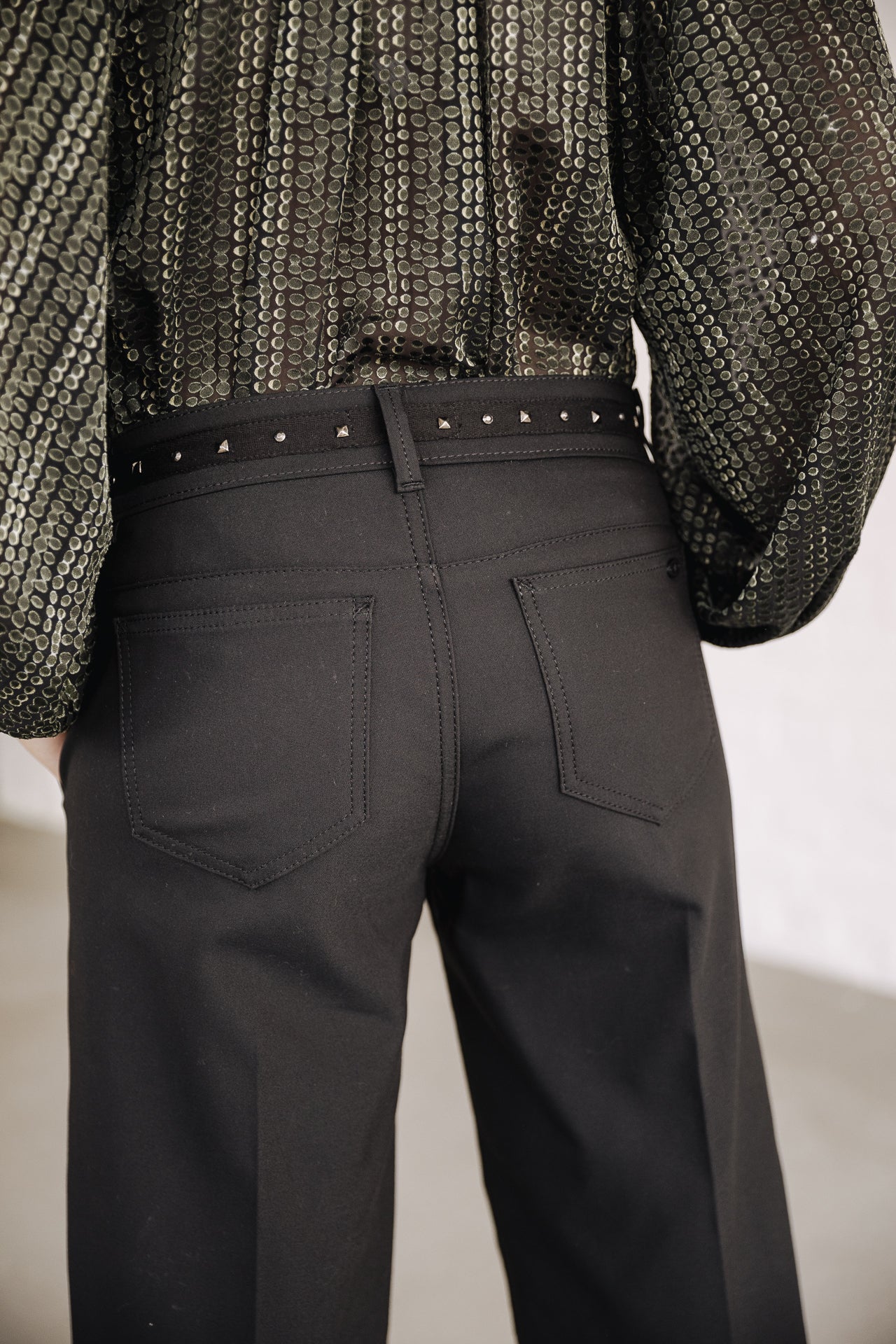 Pantalon large taille basse Femme Agatha Polyneo Studs black | Freeman T. Porter