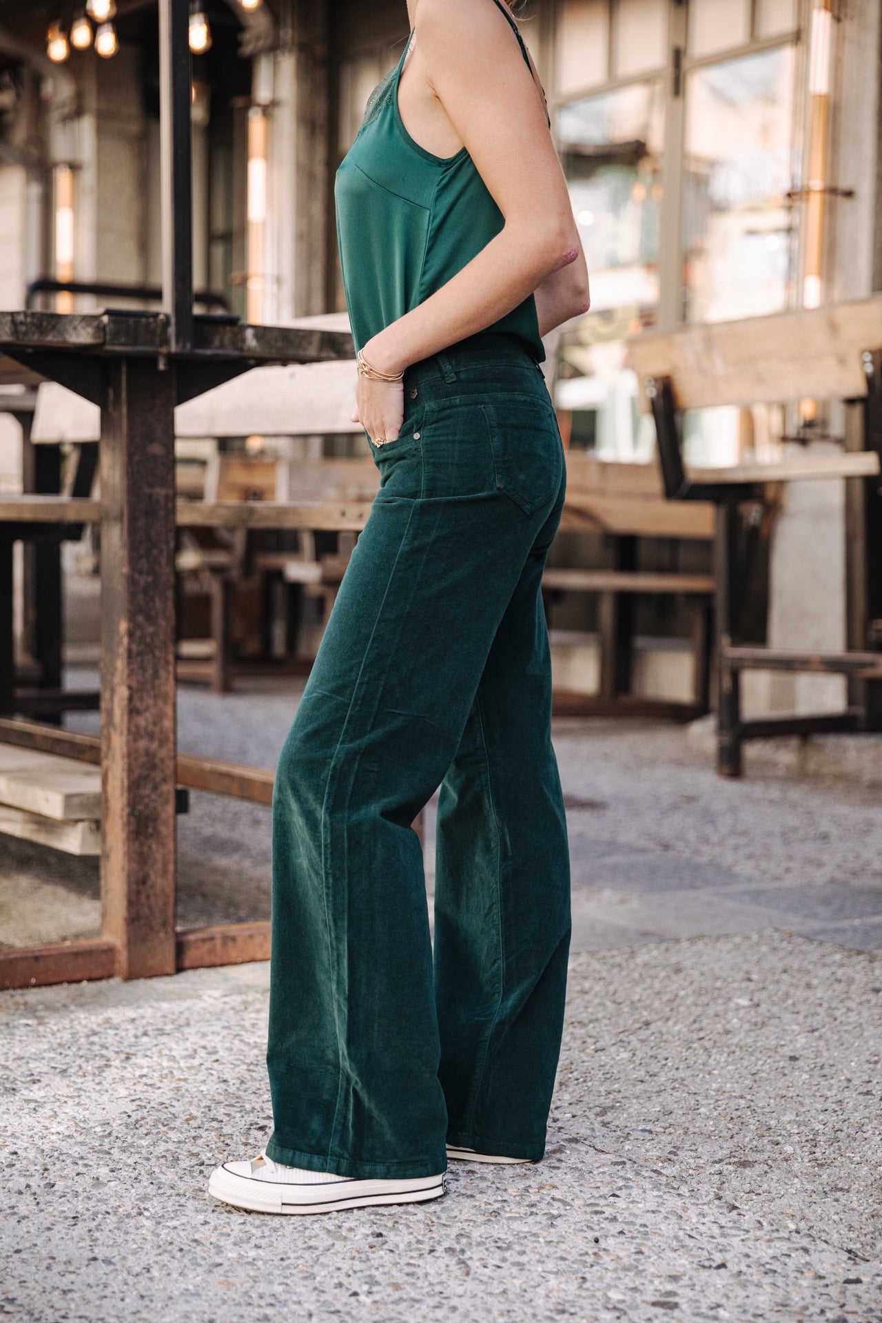 Pantalon large taille basse Femme Agatha Velvet ponderosa pine | Freeman T. Porter