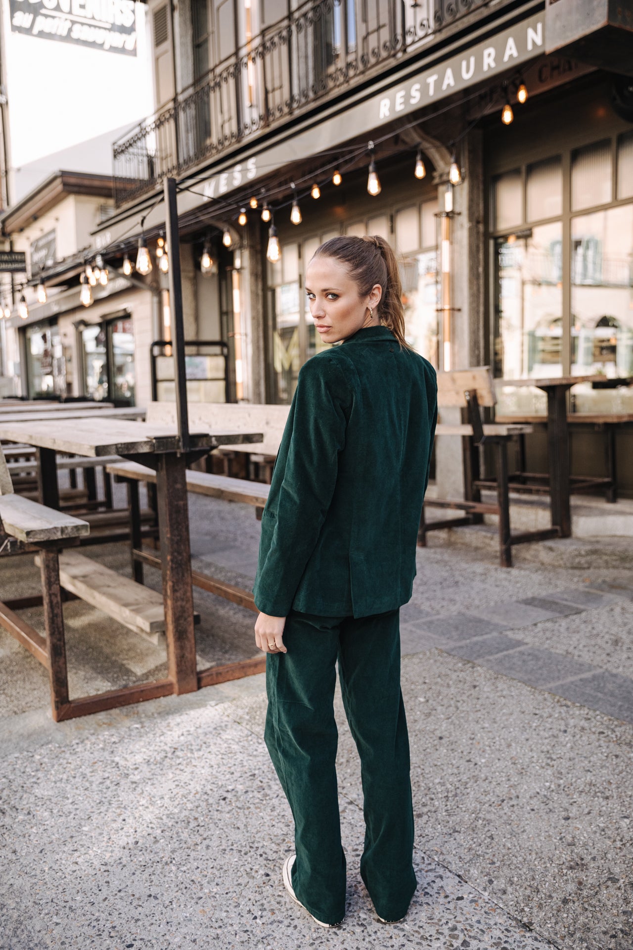 Pantalon large taille basse Femme Agatha Velvet ponderosa pine | Freeman T. Porter
