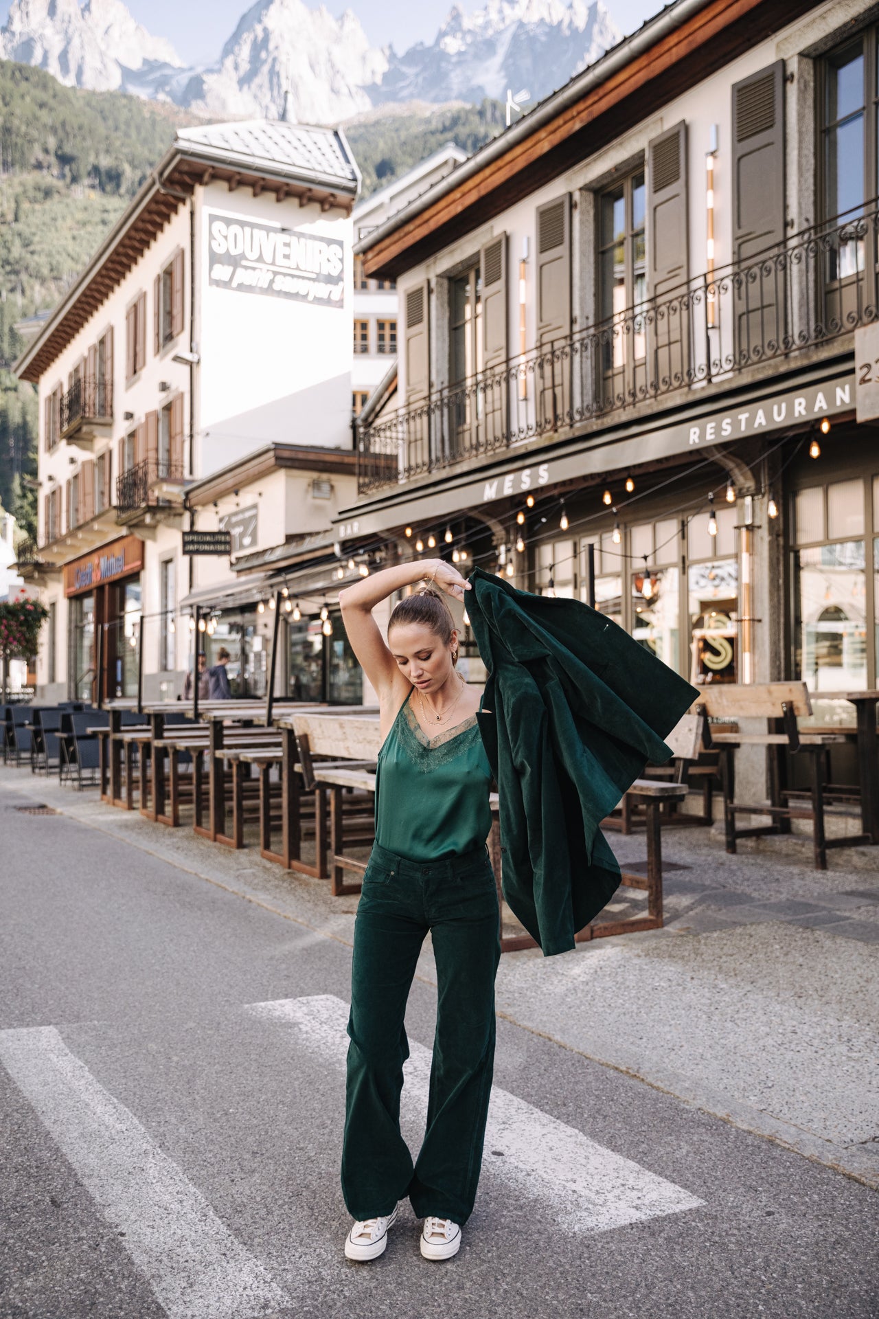 Pantalon large taille basse Femme Agatha Velvet ponderosa pine | Freeman T. Porter