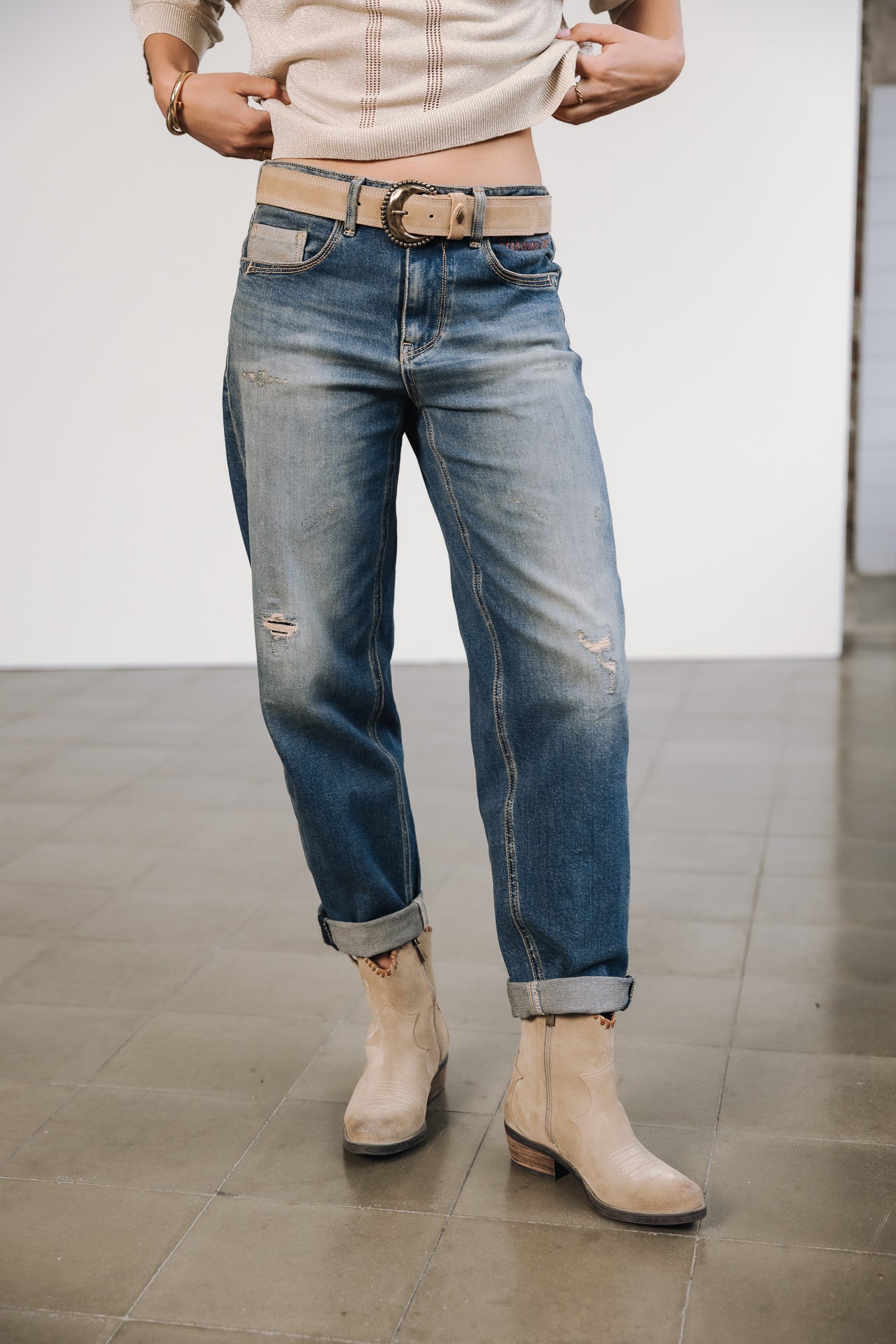 Boyfriend-Jeans Frau Maeva SDM sienne | Freeman T. Porter