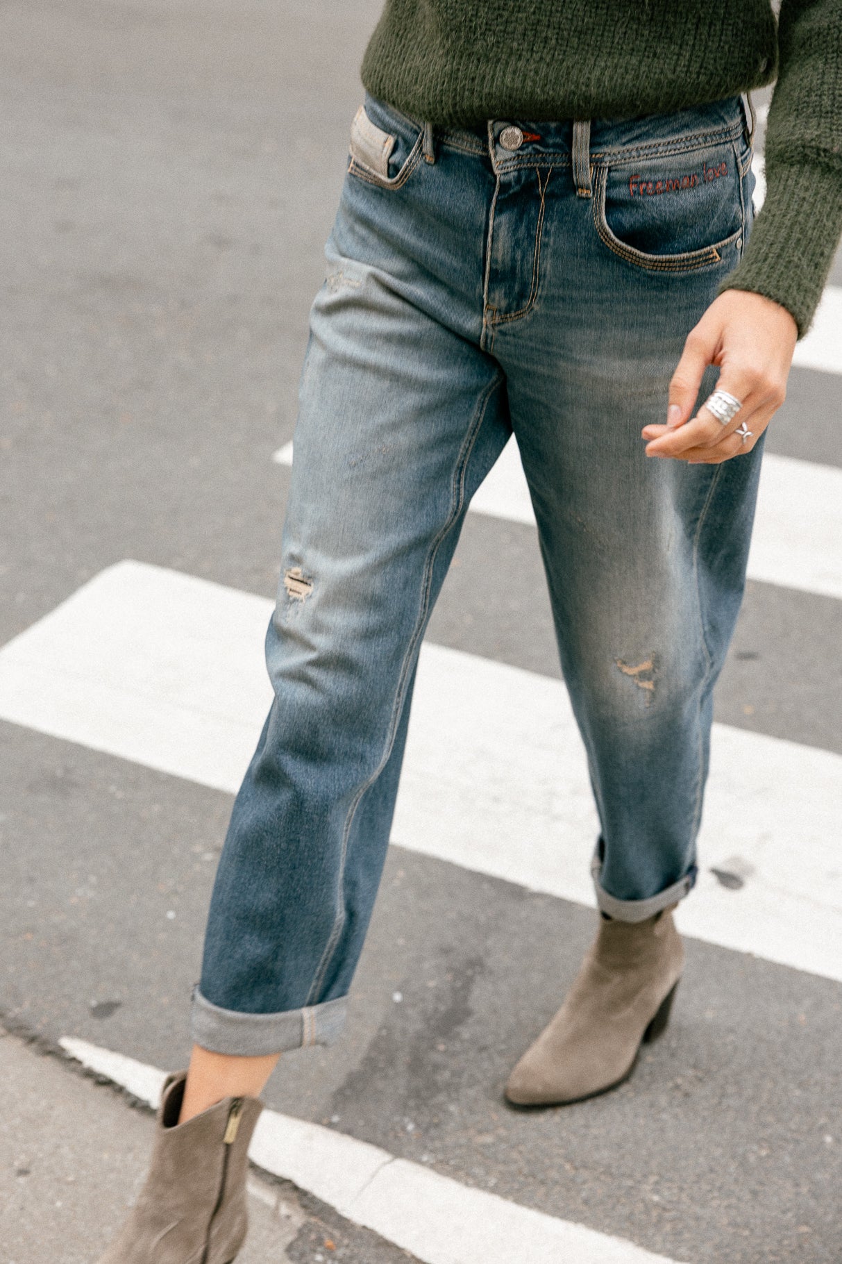 Boyfriend-Jeans Frau Maeva sienne | Freeman T. Porter