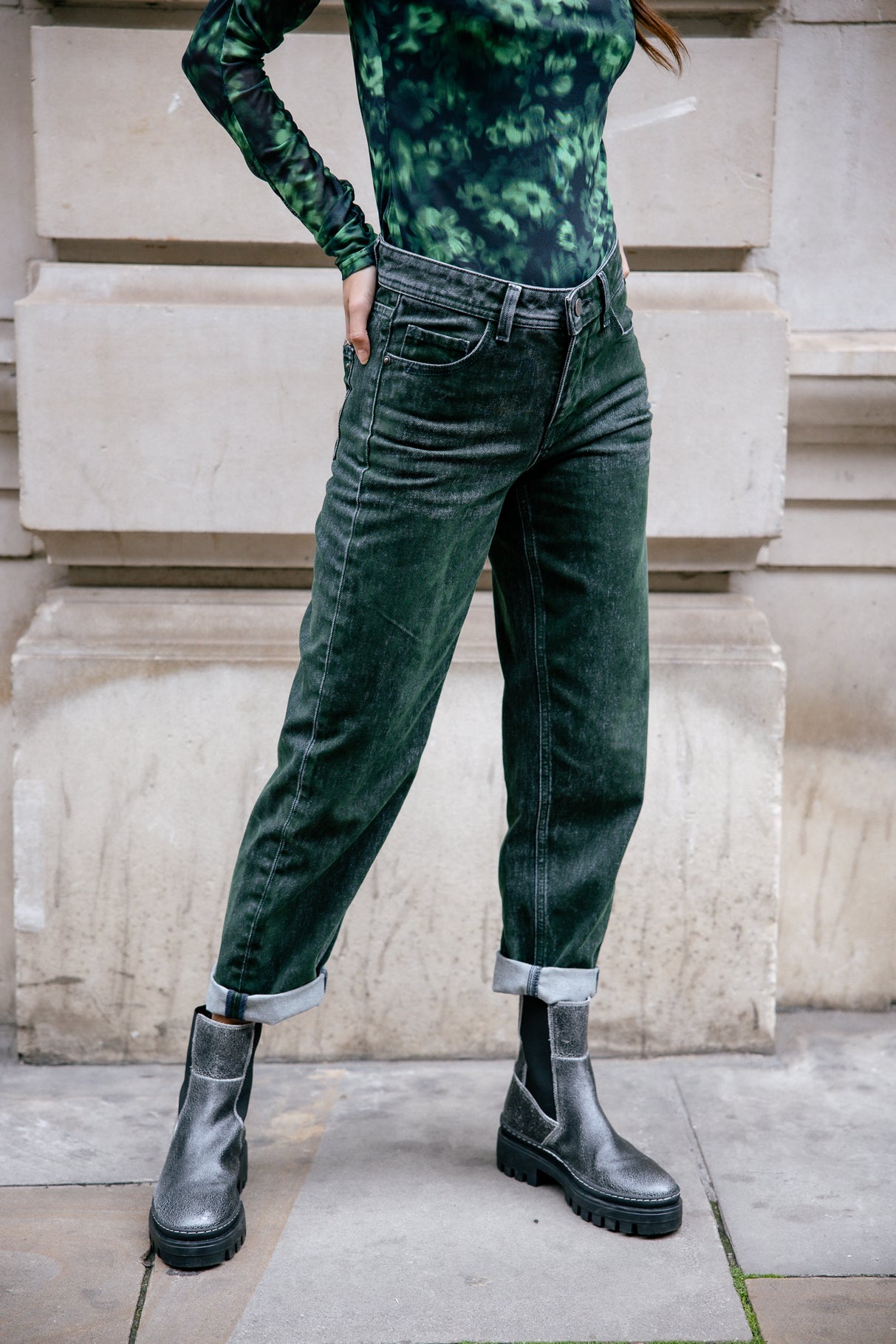 Jeans boyfriend Femme Maeva Denim flox green | Freeman T. Porter