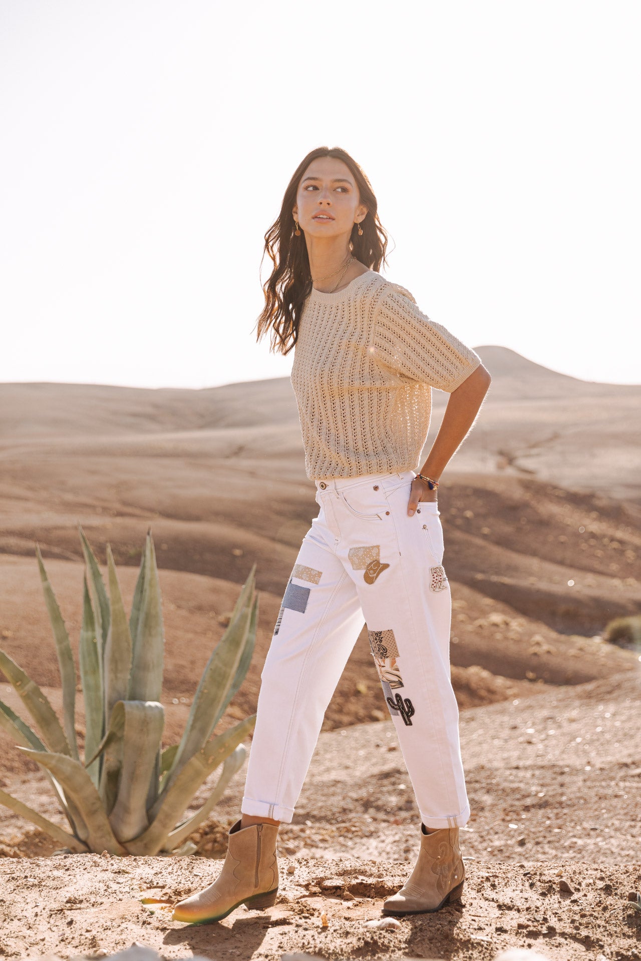 Pantalon boyfriend Woman Maeva Andalousia off white | Freeman T. Porter