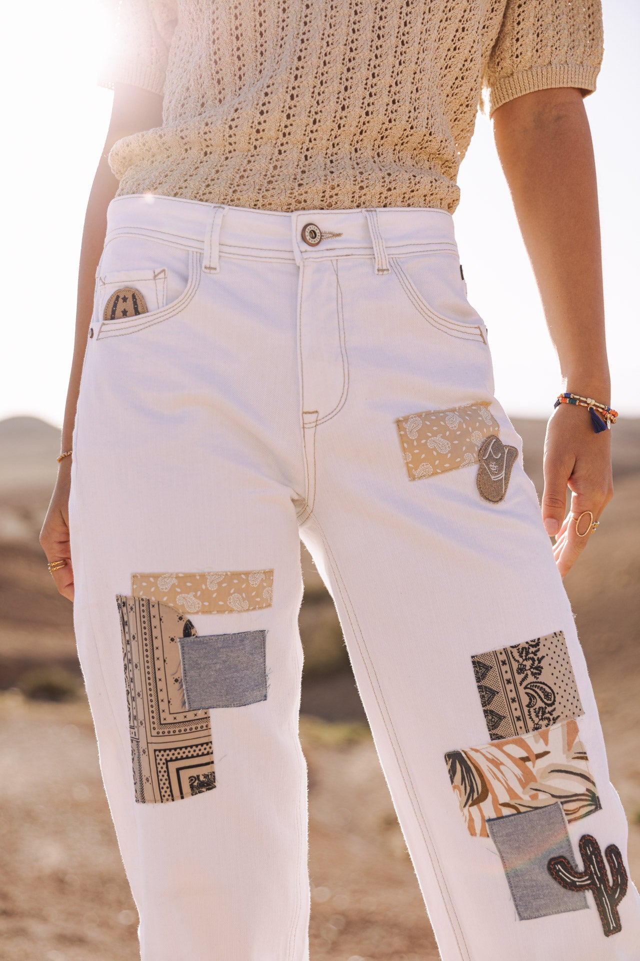 Pantalon boyfriend Woman Maeva Andalousia off white | Freeman T. Porter