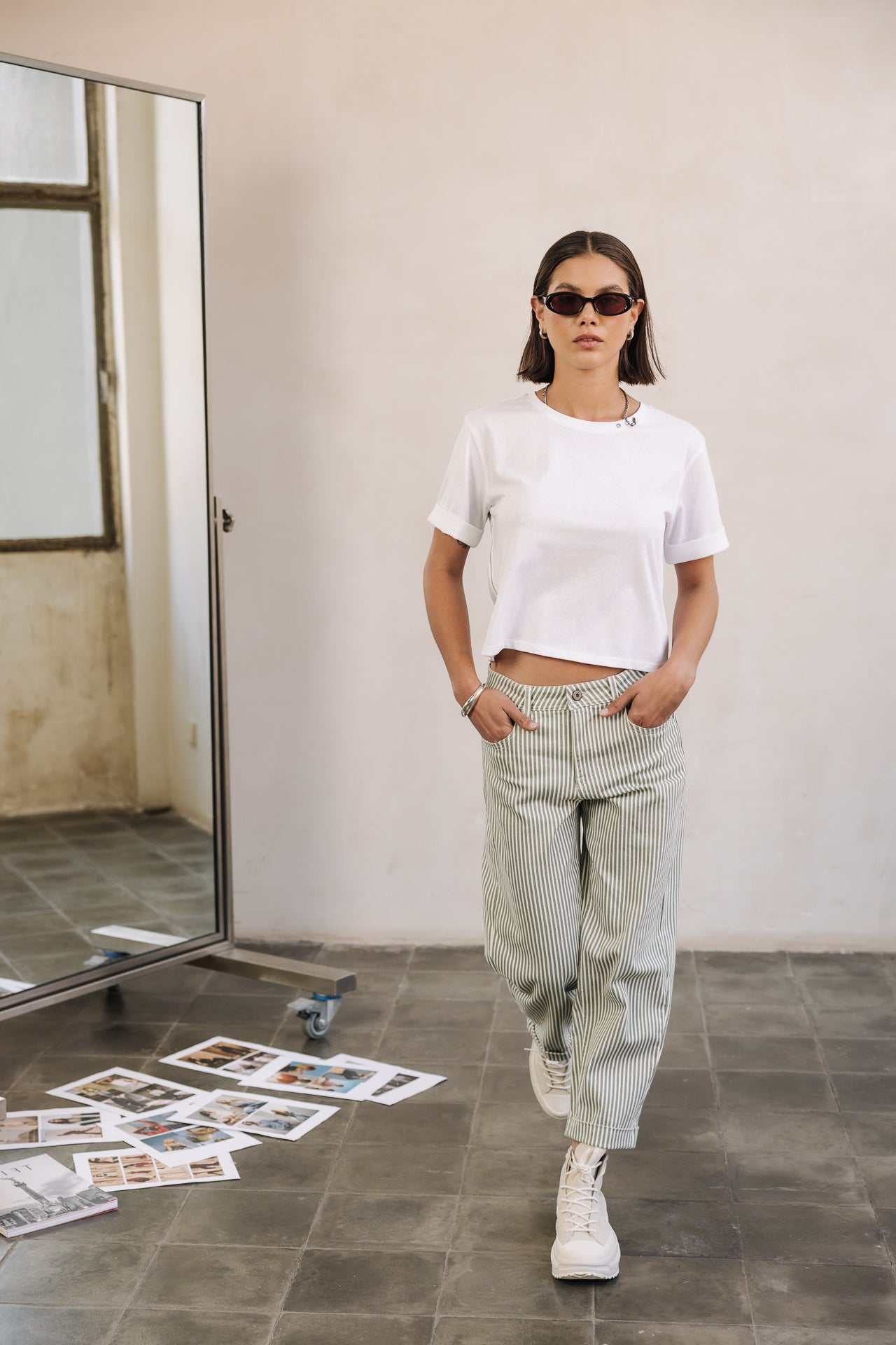 Pantalon boyfriend Femme Maeva Coyote laurel wreath | Freeman T. Porter