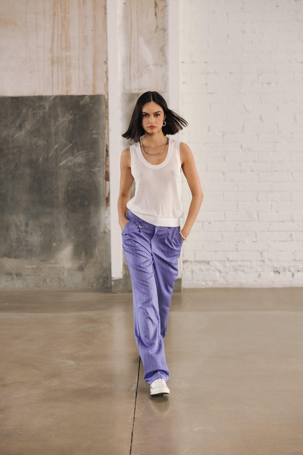 Hose mit hoher Taille Frau Alba Cairo jacaranda | Freeman T. Porter