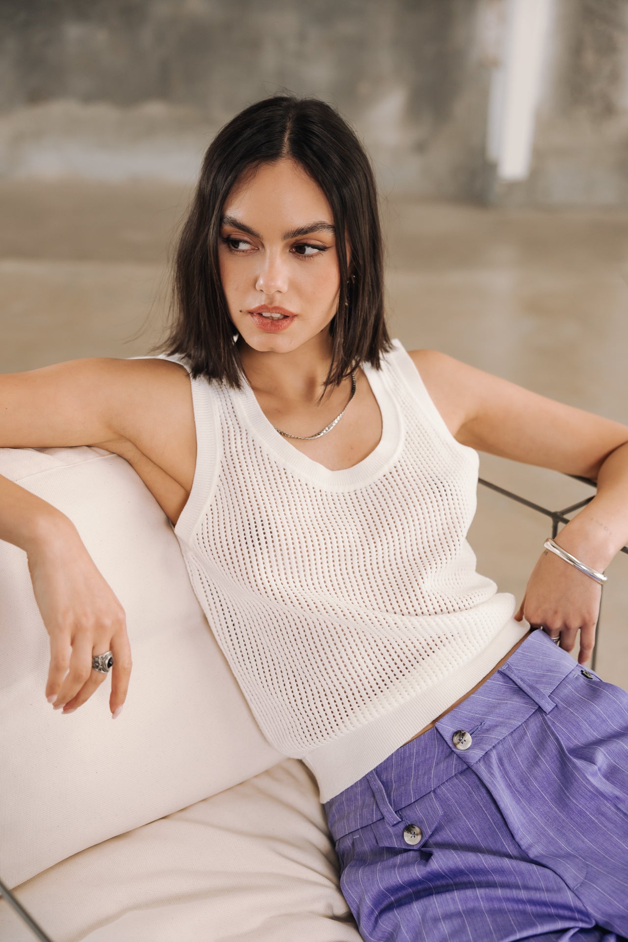 Hose mit hoher Taille Frau Alba Cairo jacaranda | Freeman T. Porter