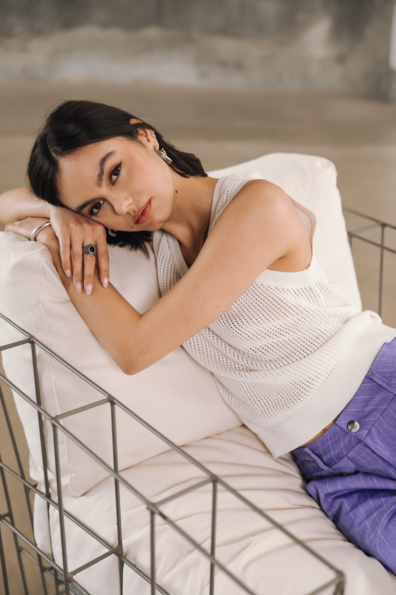 Hose mit hoher Taille Frau Alba Cairo jacaranda | Freeman T. Porter