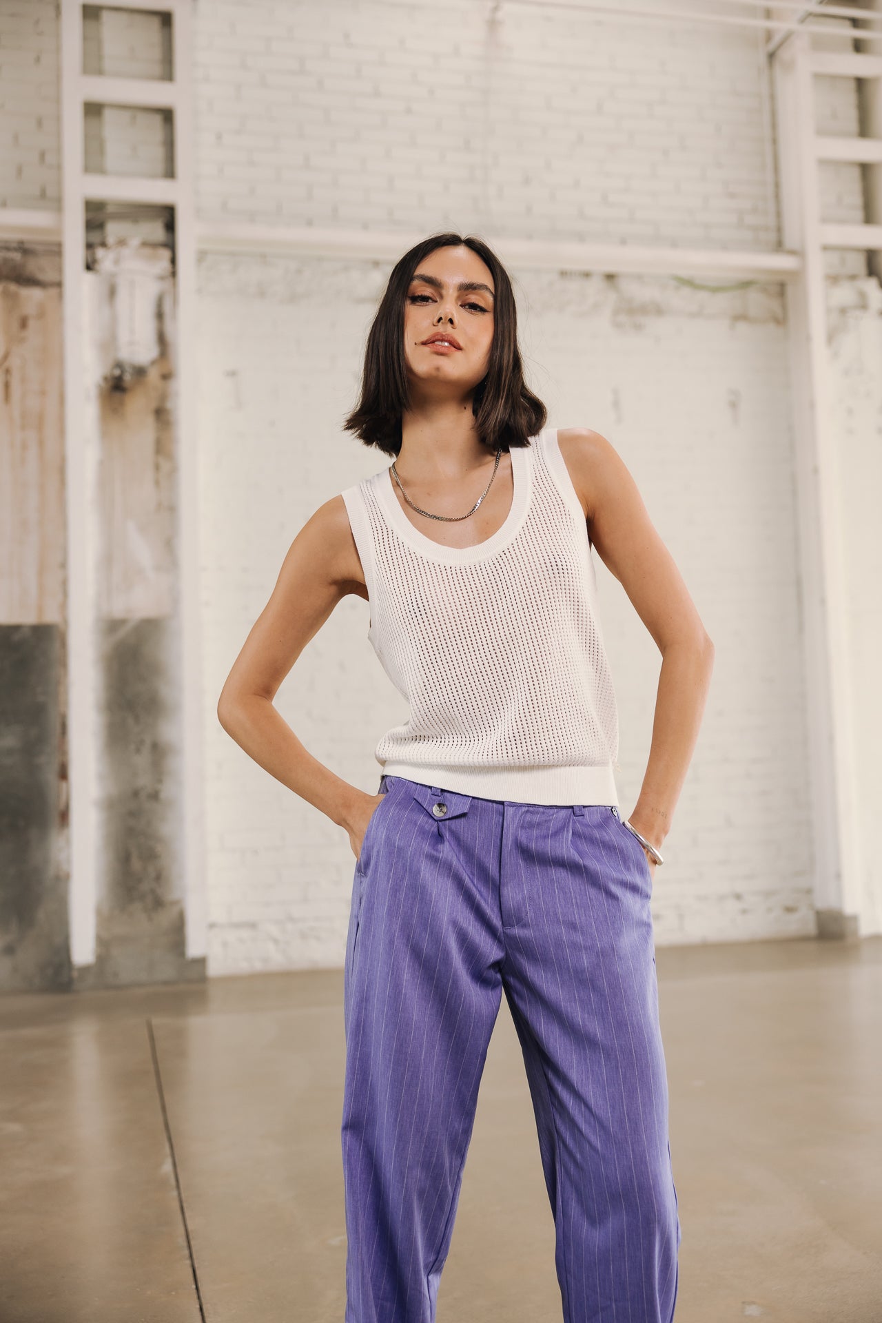 Hose mit hoher Taille Frau Alba Cairo jacaranda | Freeman T. Porter