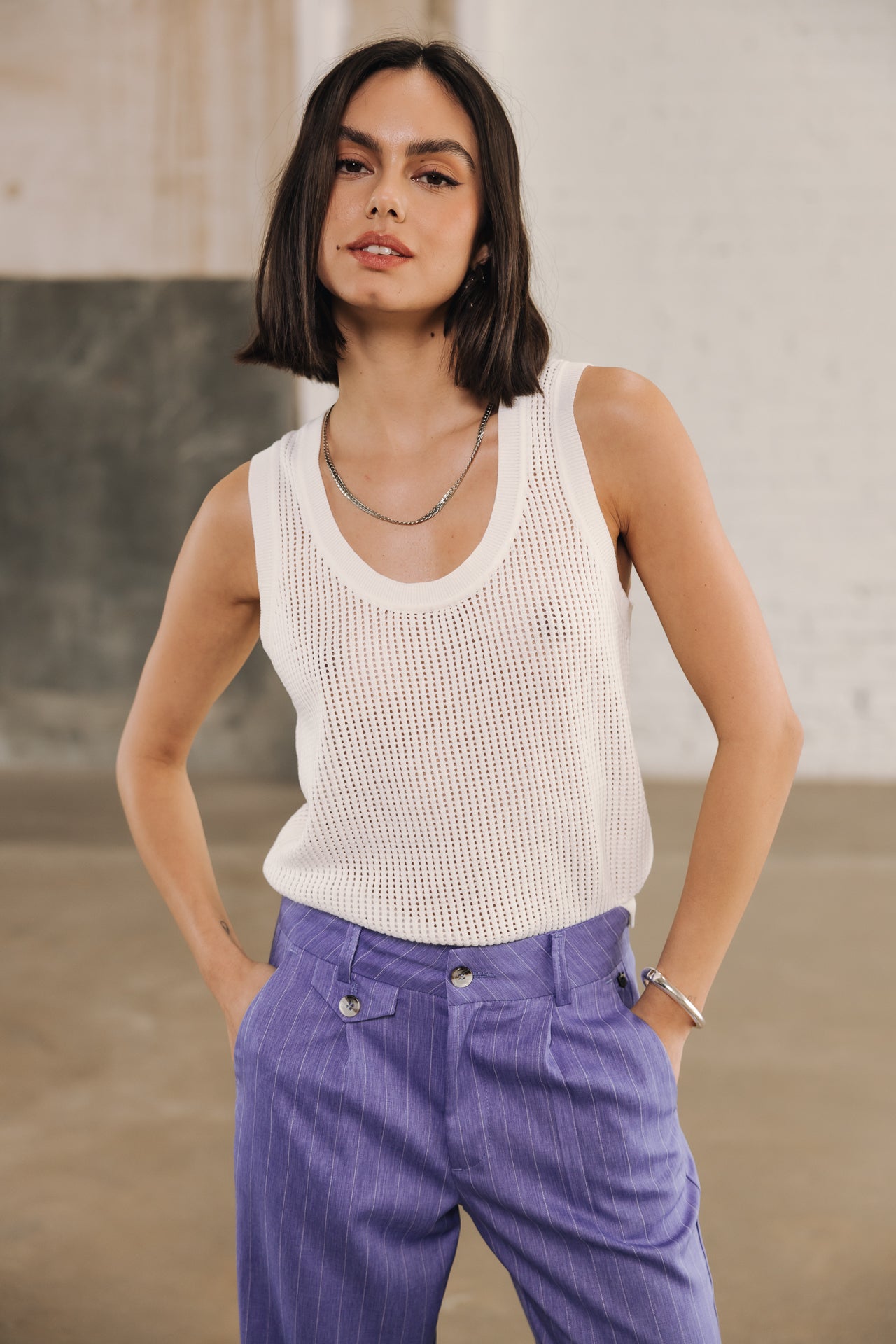 Hose mit hoher Taille Frau Alba Cairo jacaranda | Freeman T. Porter