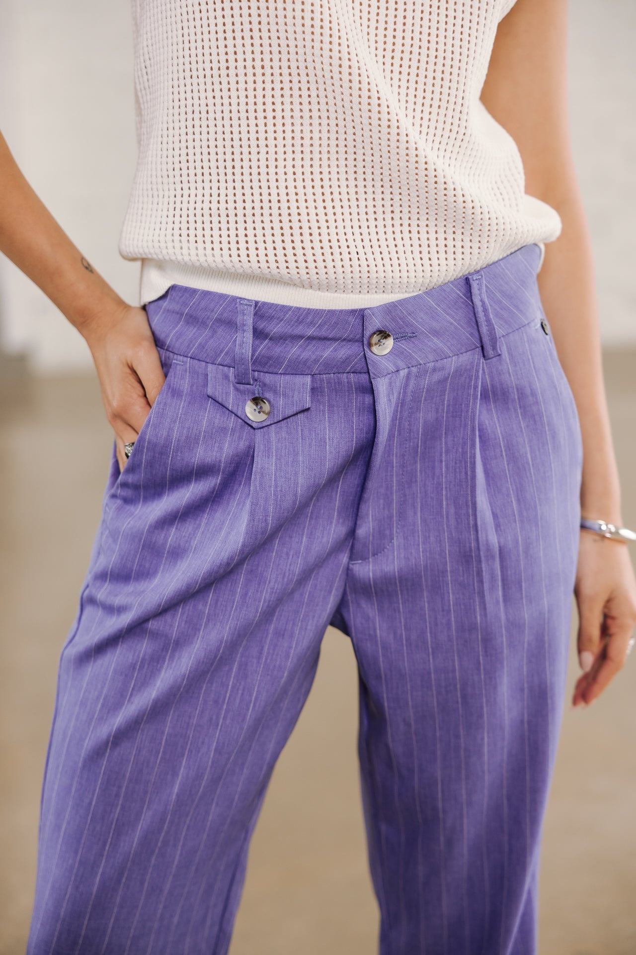 Pantalones de cintura alta Mujer Alba Cairo jacaranda | Freeman T. Porter