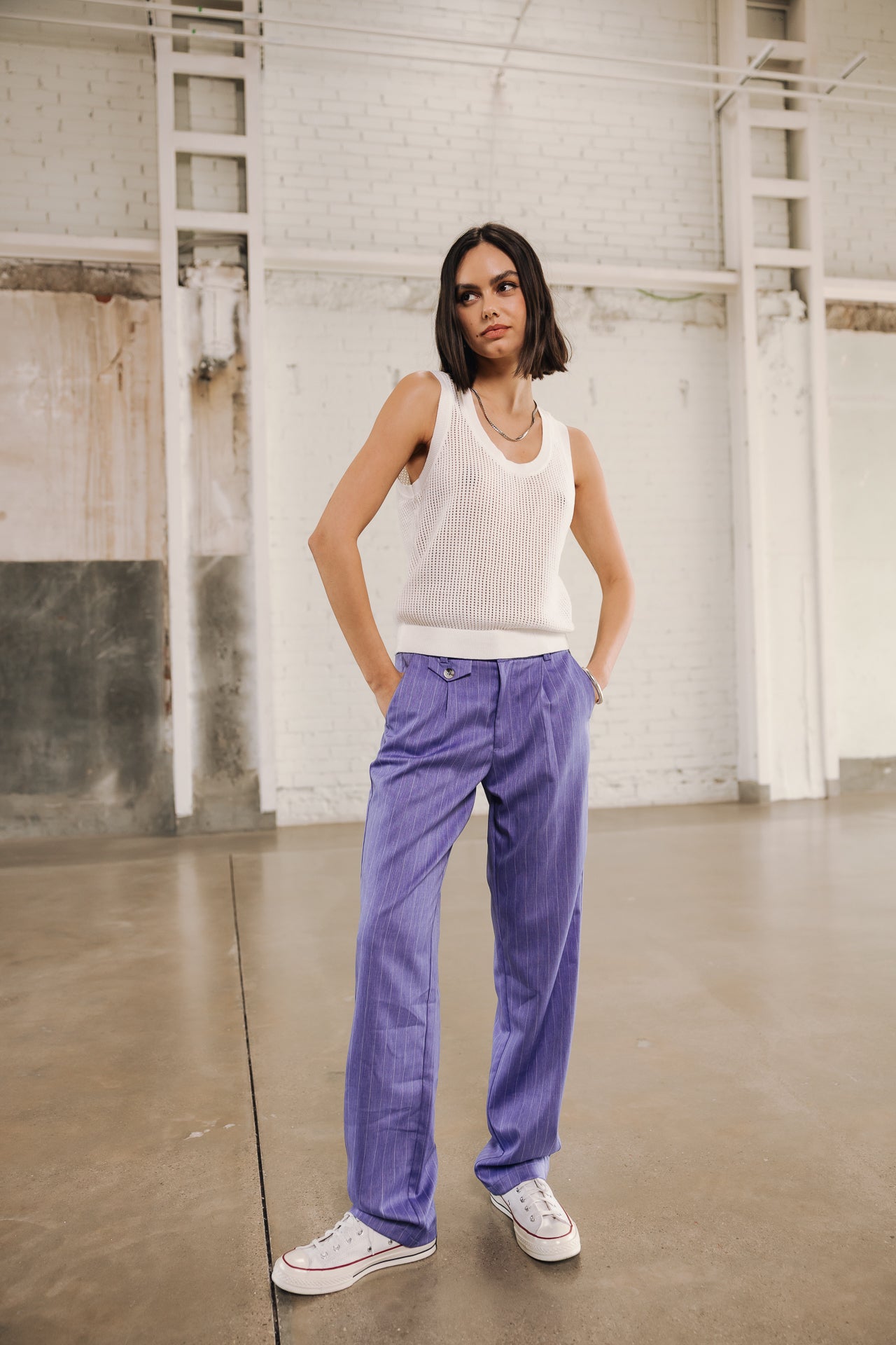 Hose mit hoher Taille Frau Alba Cairo jacaranda | Freeman T. Porter