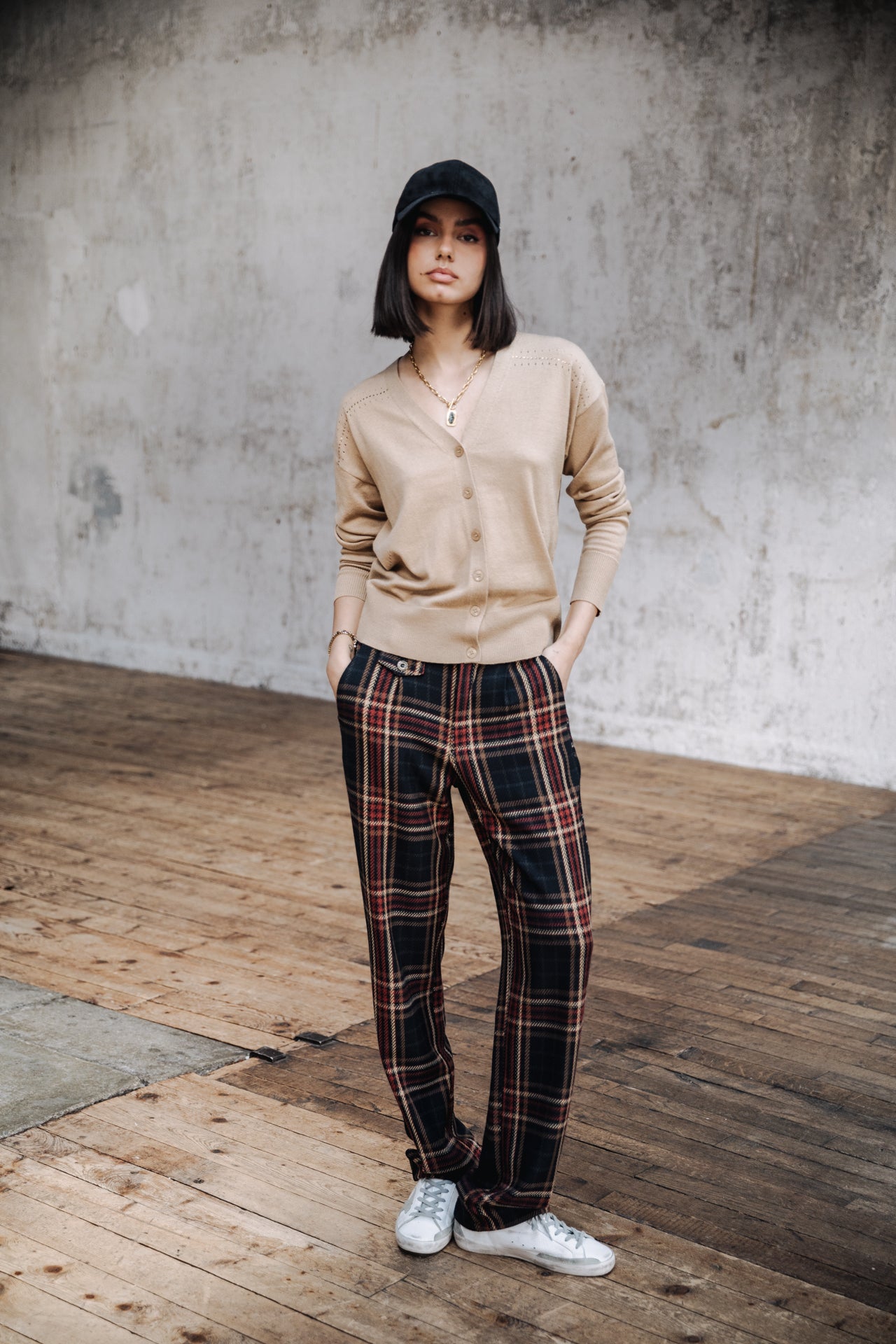 Pantalon droit taille haute Femme Alba Herricheck original | Freeman T. Porter