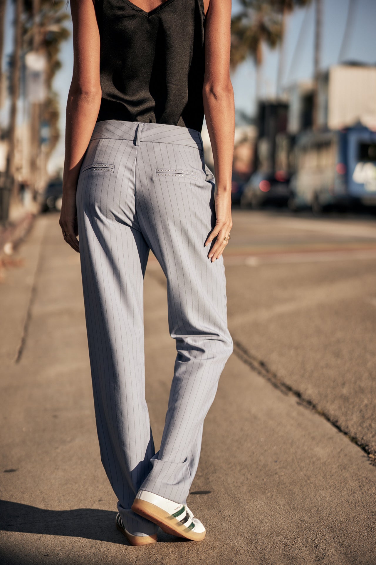 Pantalon droit taille haute Femme Alba Hiroshi coronet blue | Freeman T. Porter