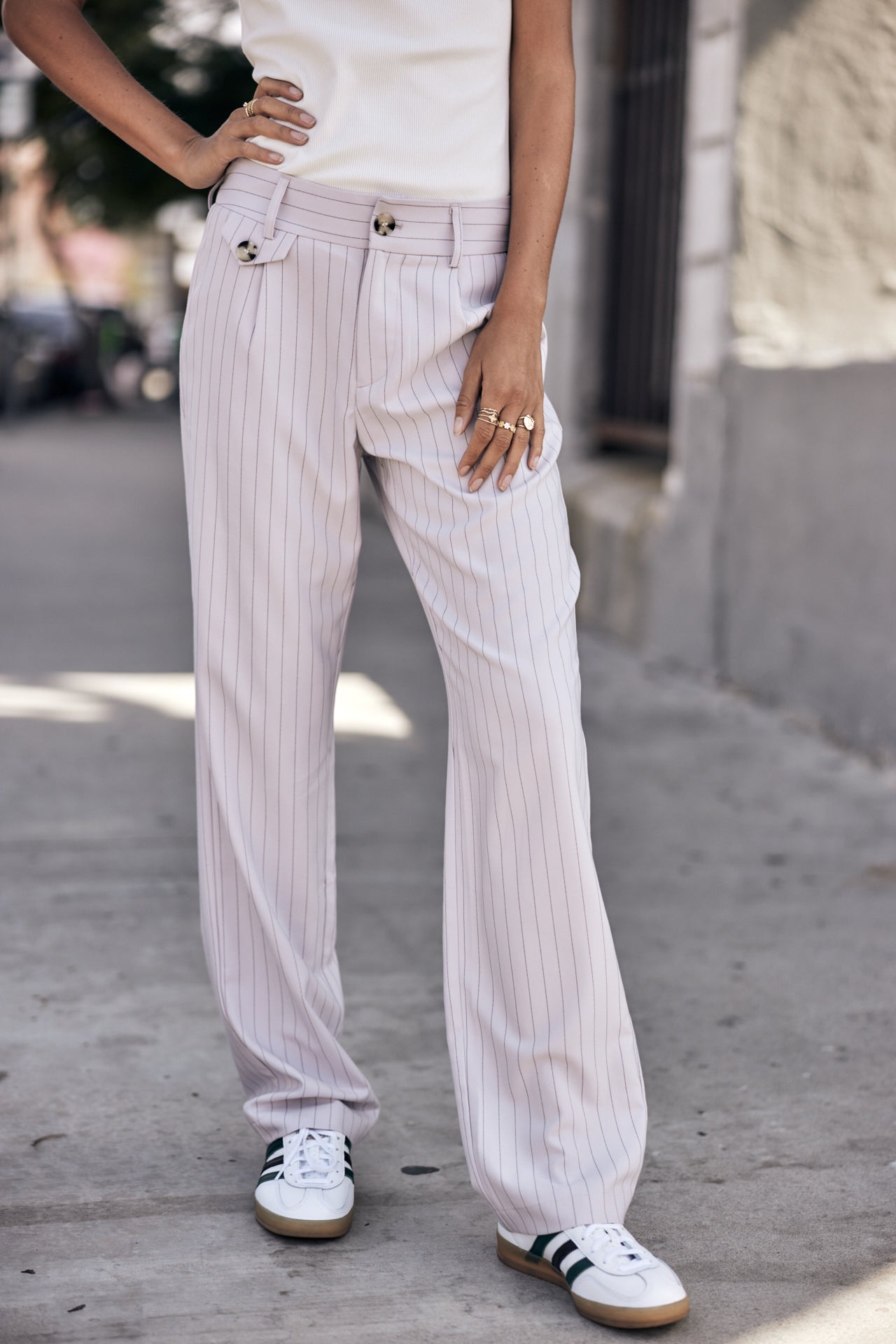 Pantalon droit taille haute Femme Alba Hiroshi lilac | Freeman T. Porter