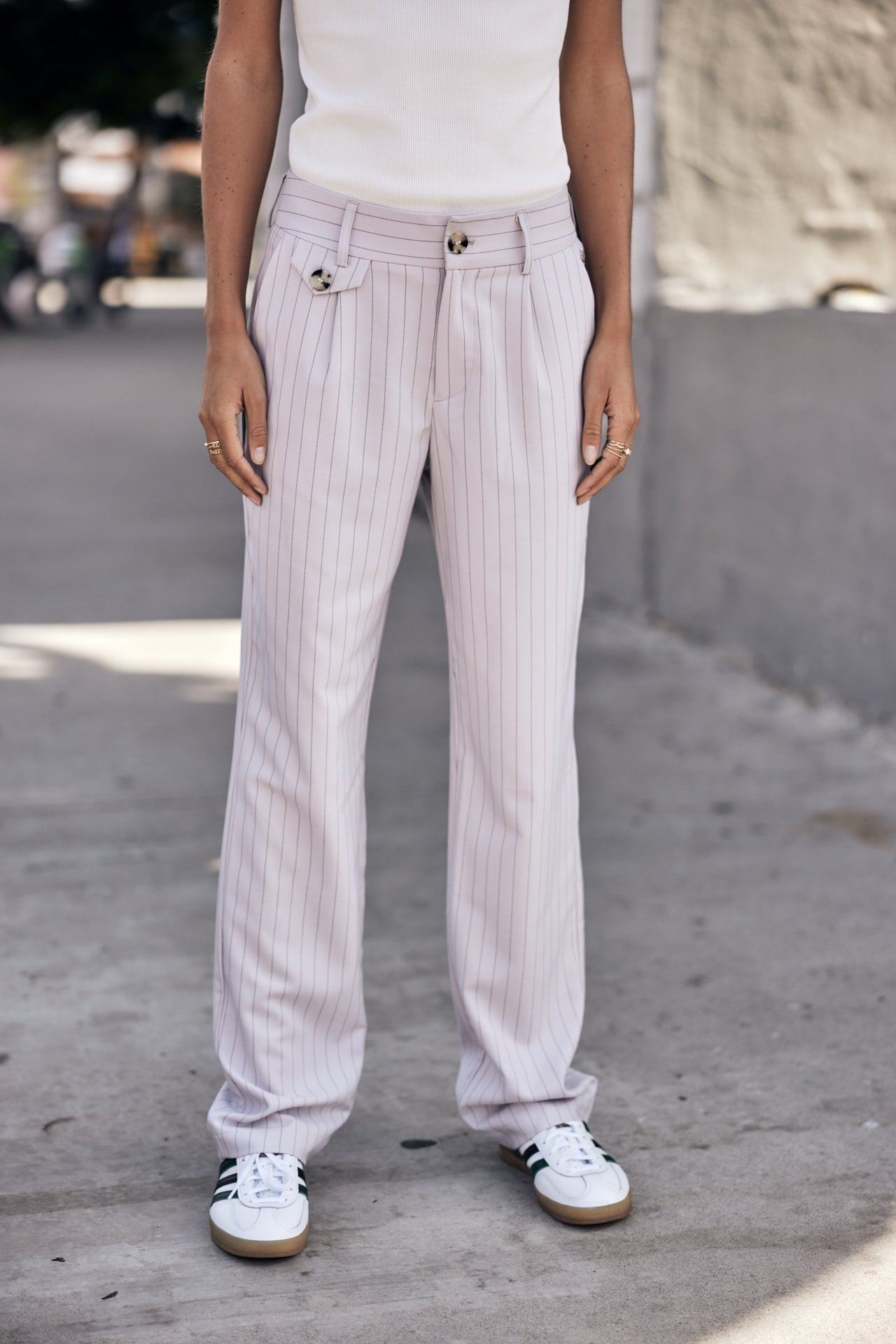 Pantalon droit taille haute Femme Alba Hiroshi lilac | Freeman T. Porter